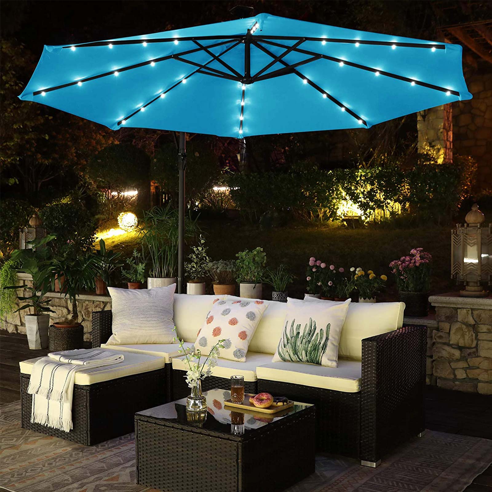 Patio Umbrella with Lights for Sale Outdoor & Patio SONGMICS