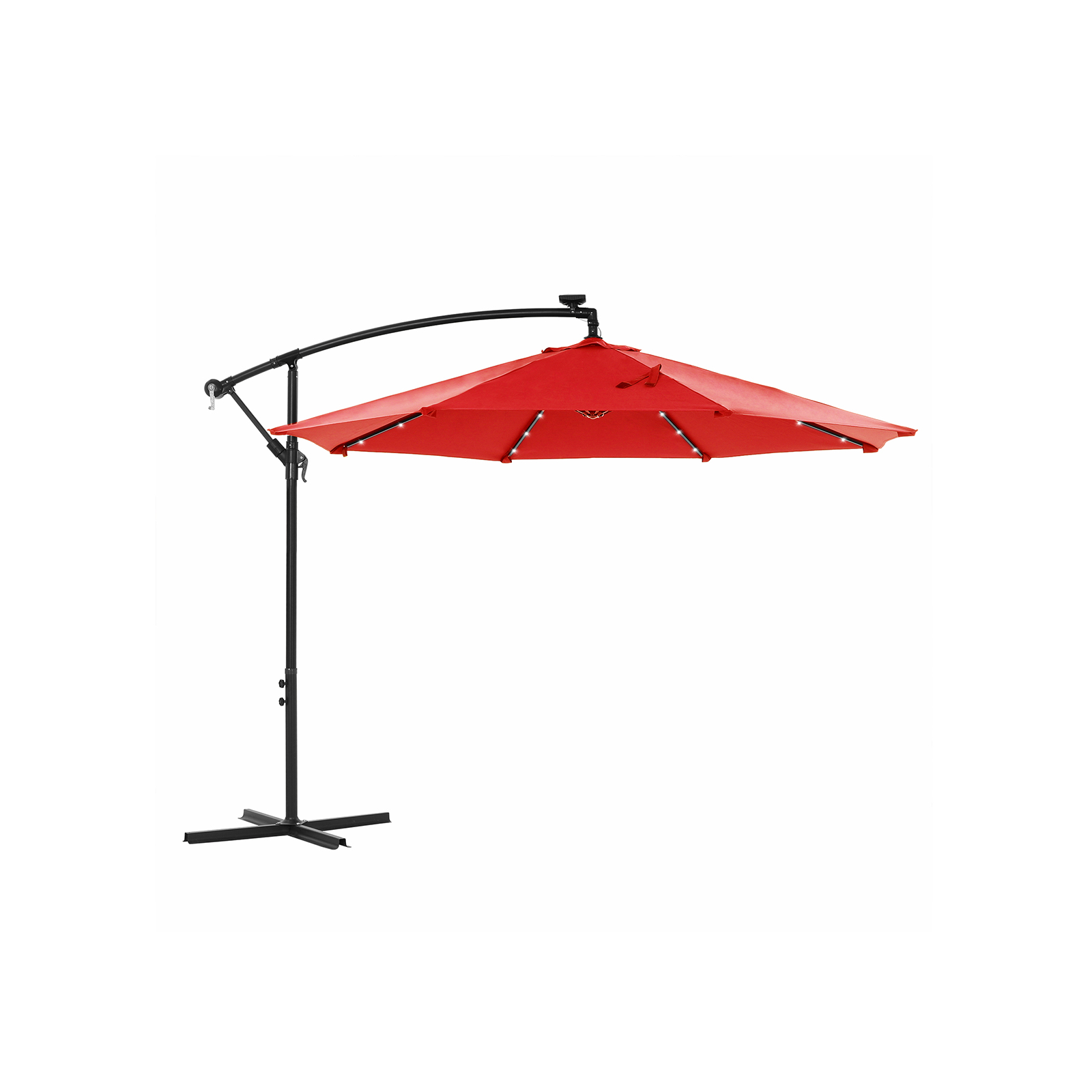 SONGMICS Outdoor Umbrella with SolarPowered LED Lights, 10 ft Cantilever Umbrella, Standing