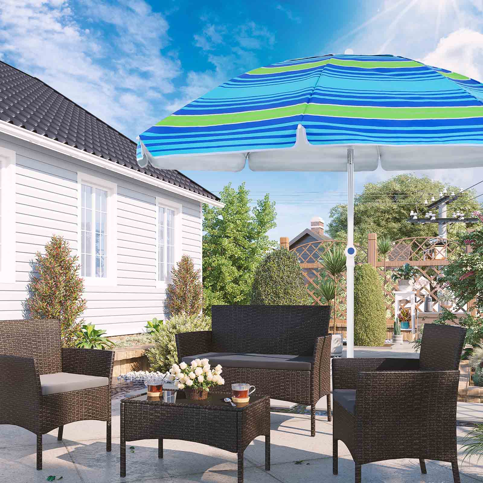 SONGMICS 7 ft Patio Umbrella with Fiberglass Ribs, Beach Umbrella