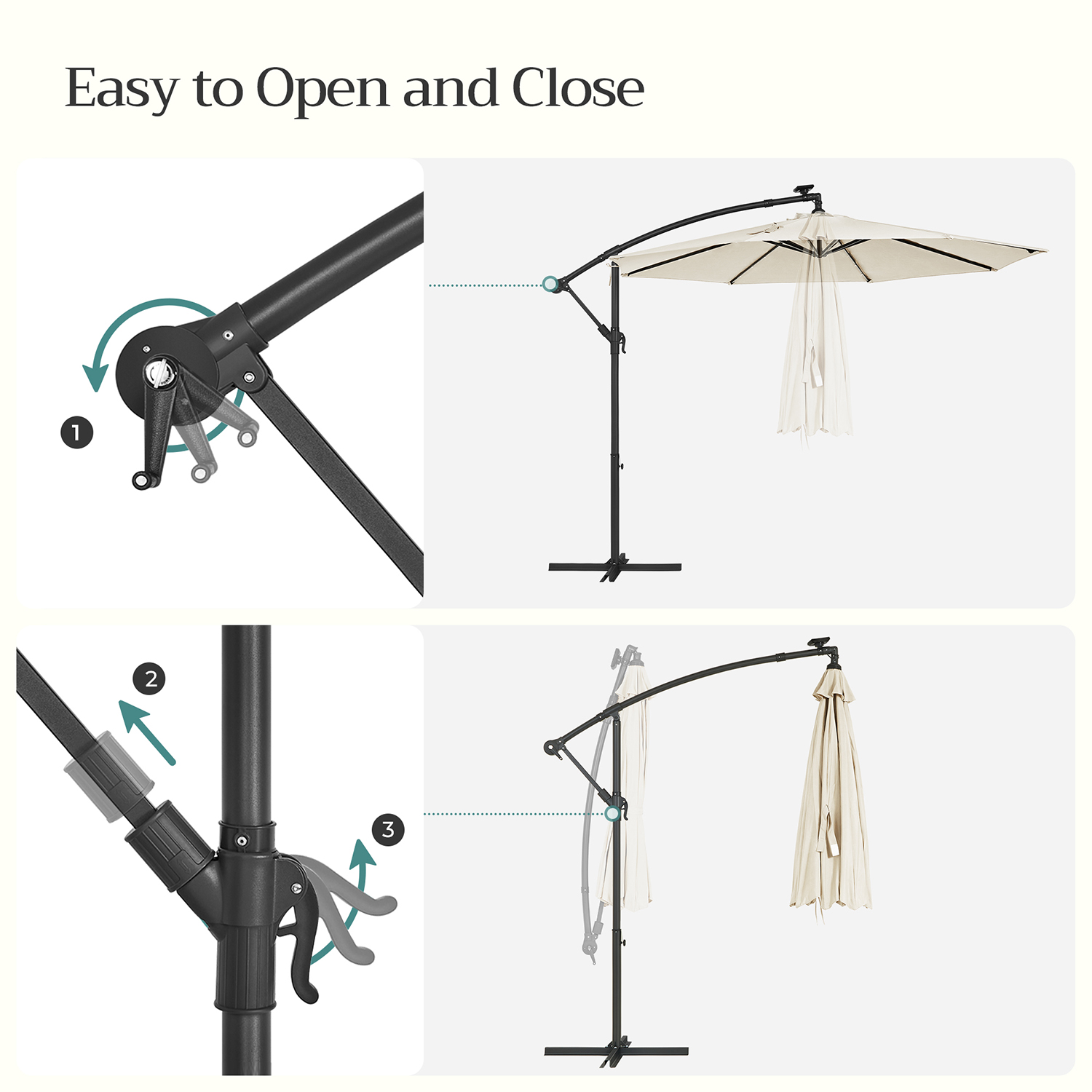 Cantilever Patio Umbrella with Lights SONGMICS