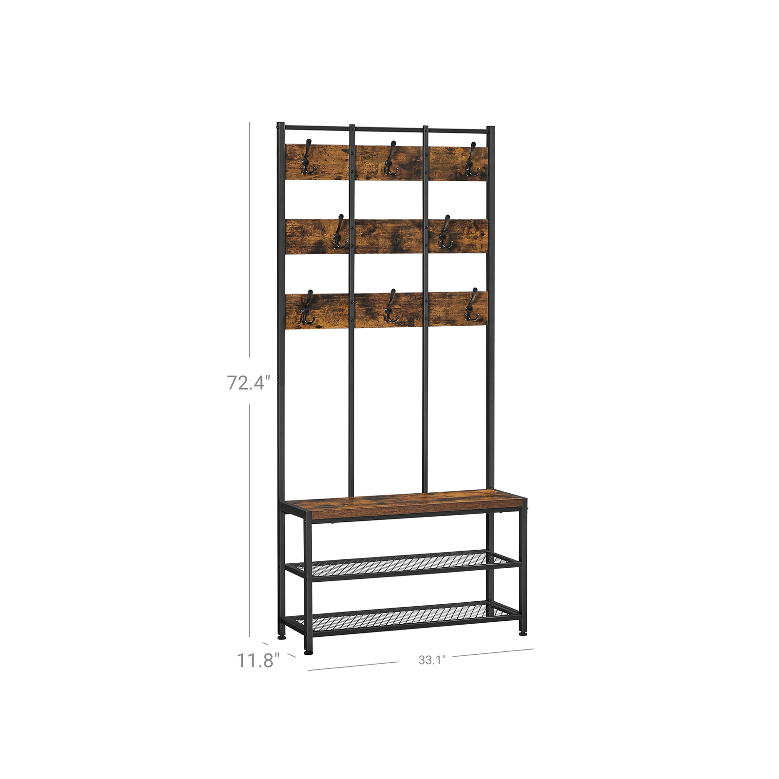 VASAGLE ALINRU Coat Rack, Entryway Organizer, Hall Tree with 8 Dual