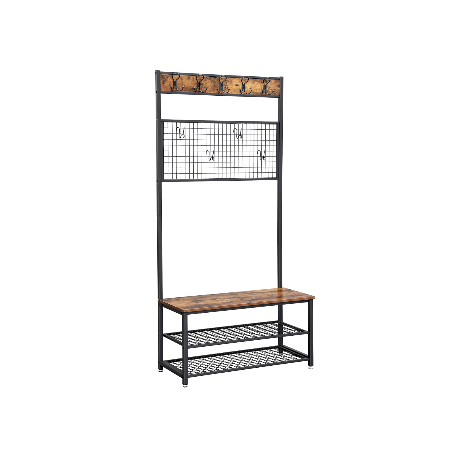 Industrial Free Standing Coat Rack Bench Home Furniture VASAGLE by SONGMICS
