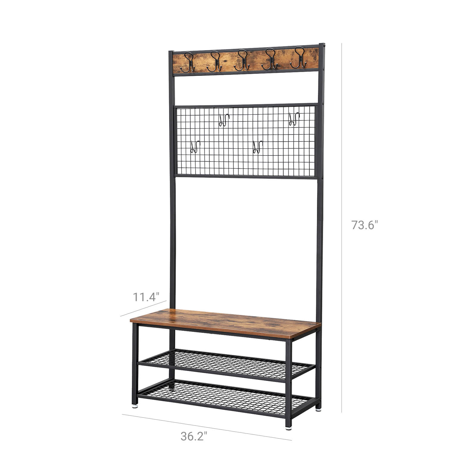 Industrial Free Standing Coat Rack Bench | Home Furniture | VASAGLE by ...