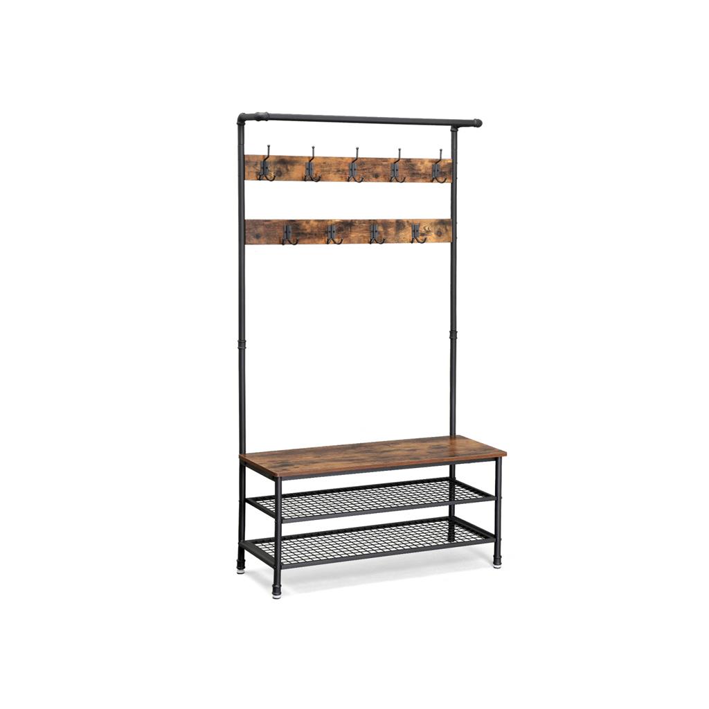 Free-standing Bench with Coat Rack | Home Furniture | VASAGLE by SONGMICS
