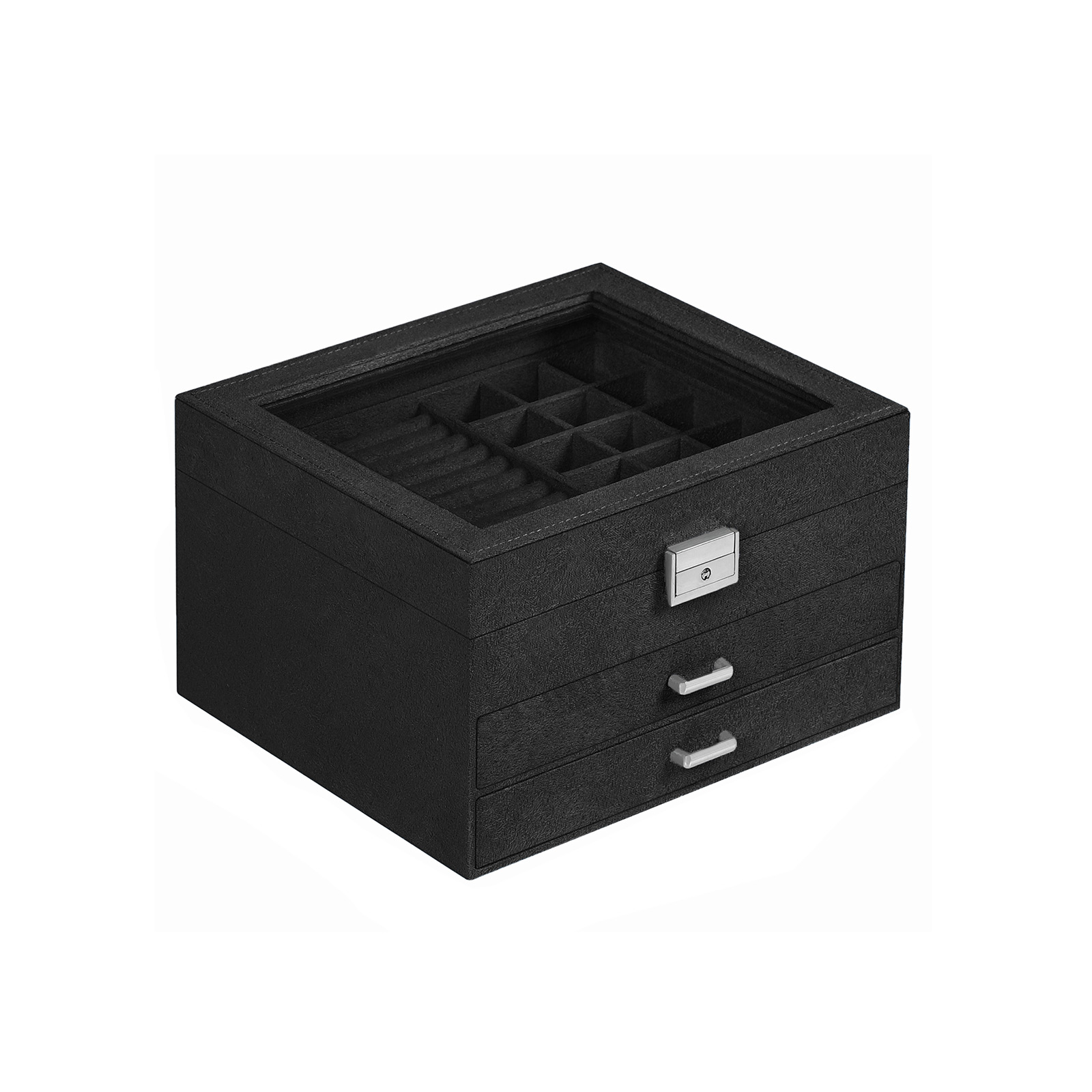 Ring Box Storage For Jewelry Velvet Display Drawer With 7 Compartments