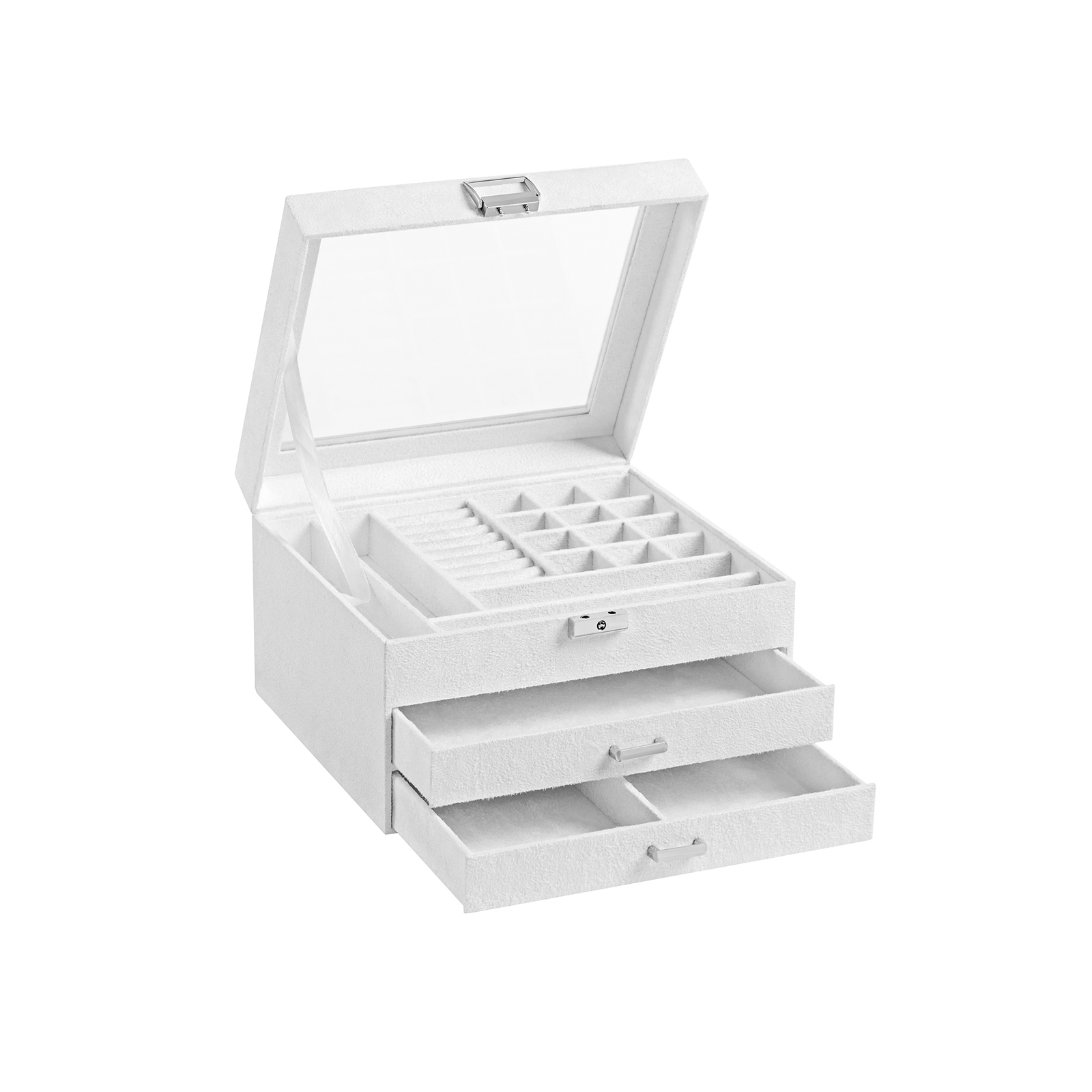 White Jewelry Box with Velvet Cover | Jewelry Storage & Organization ...