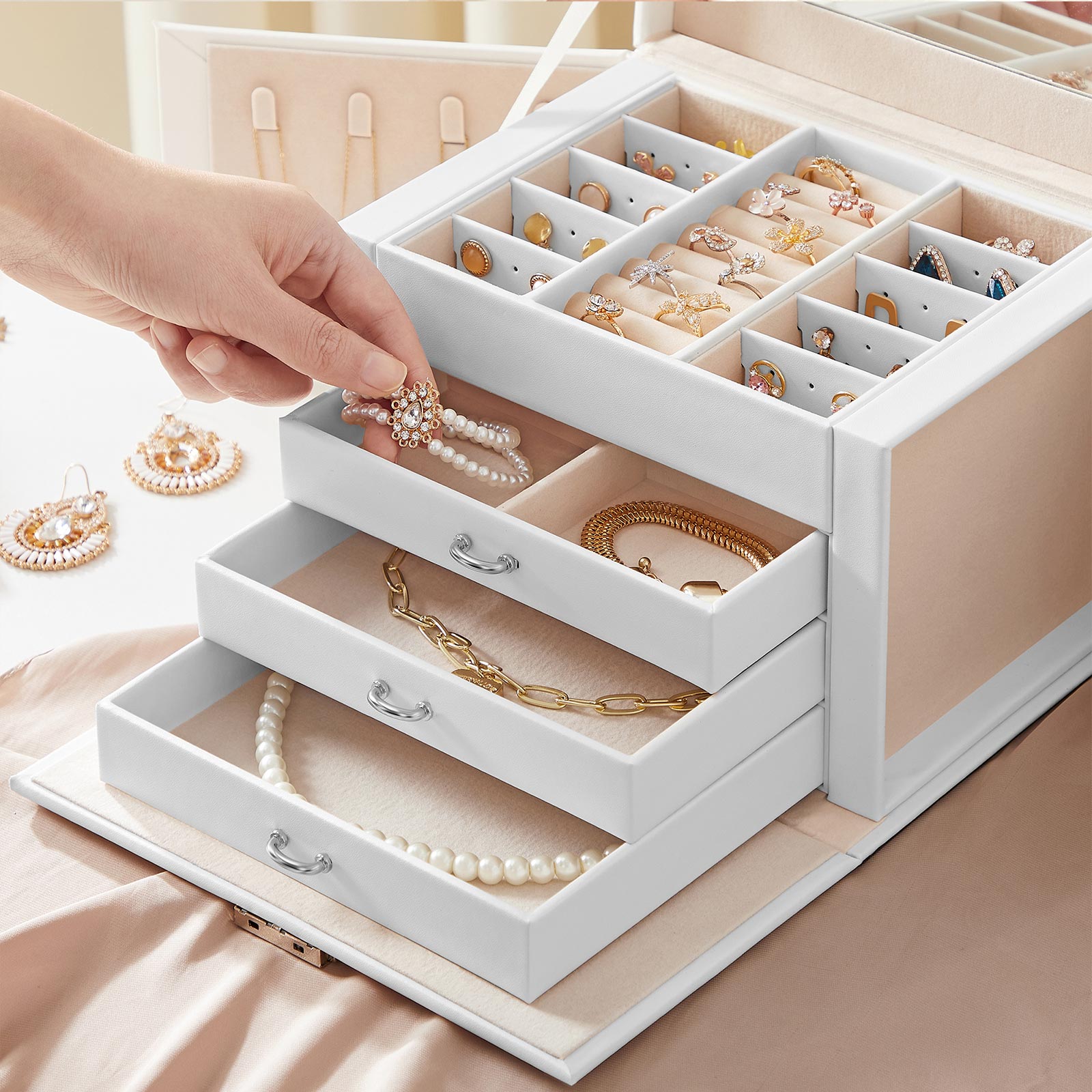 Jewelry Organizer Box with Lock  Jewelry Storage & Organization  SONGMICS