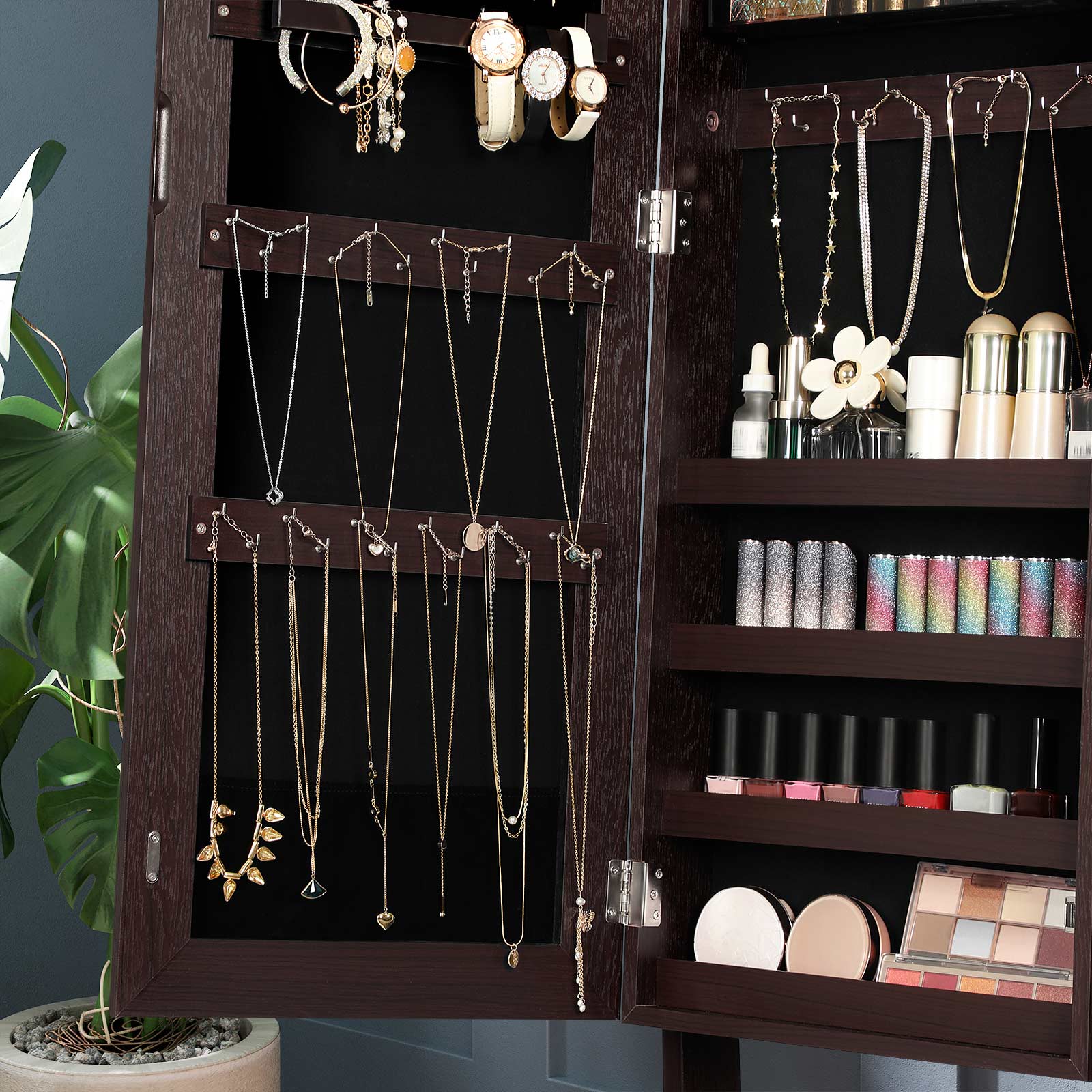 FreeStanding Jewelry Armoire with Lock Jewelry Storage