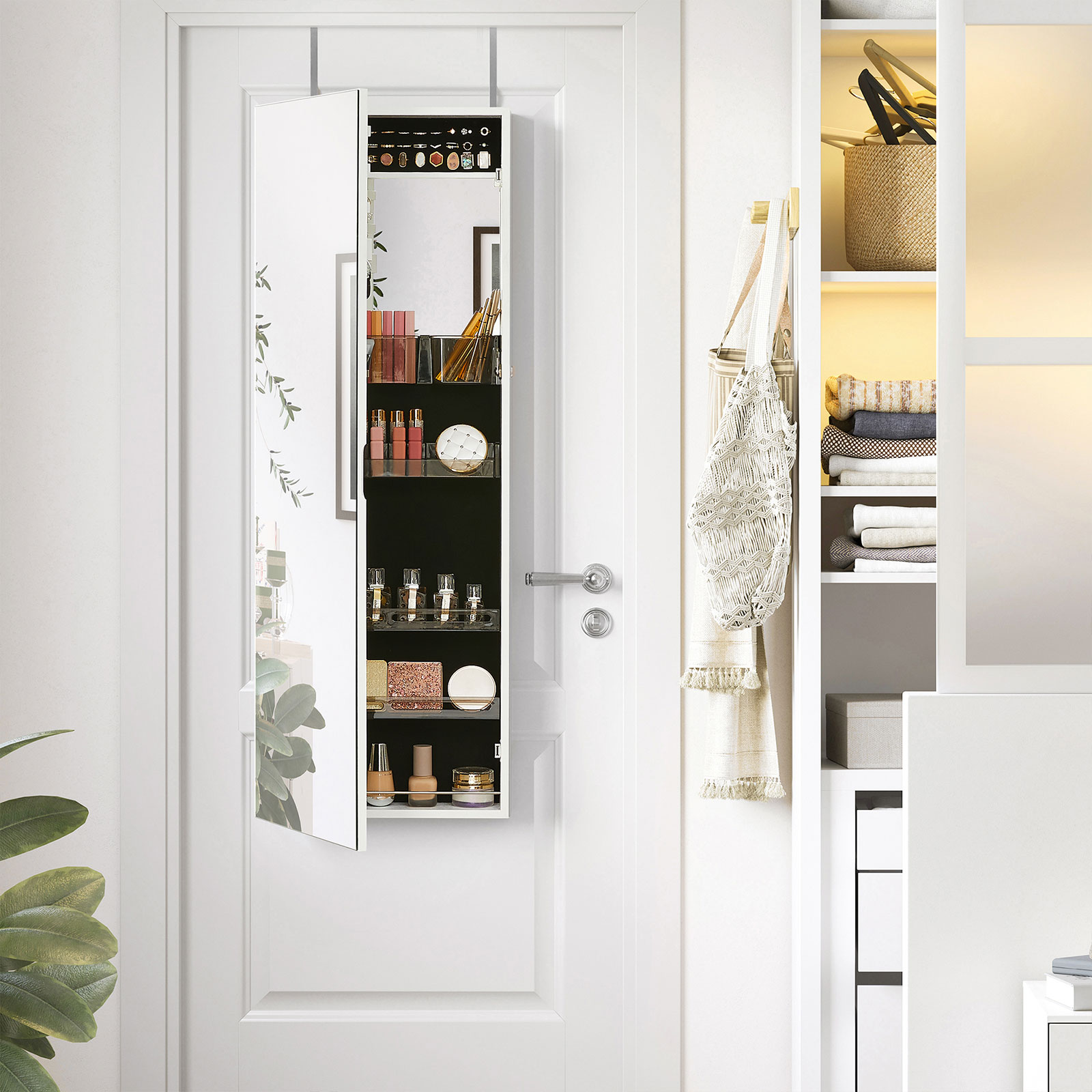 Lockable Jewelry Armoire White SONGMICS