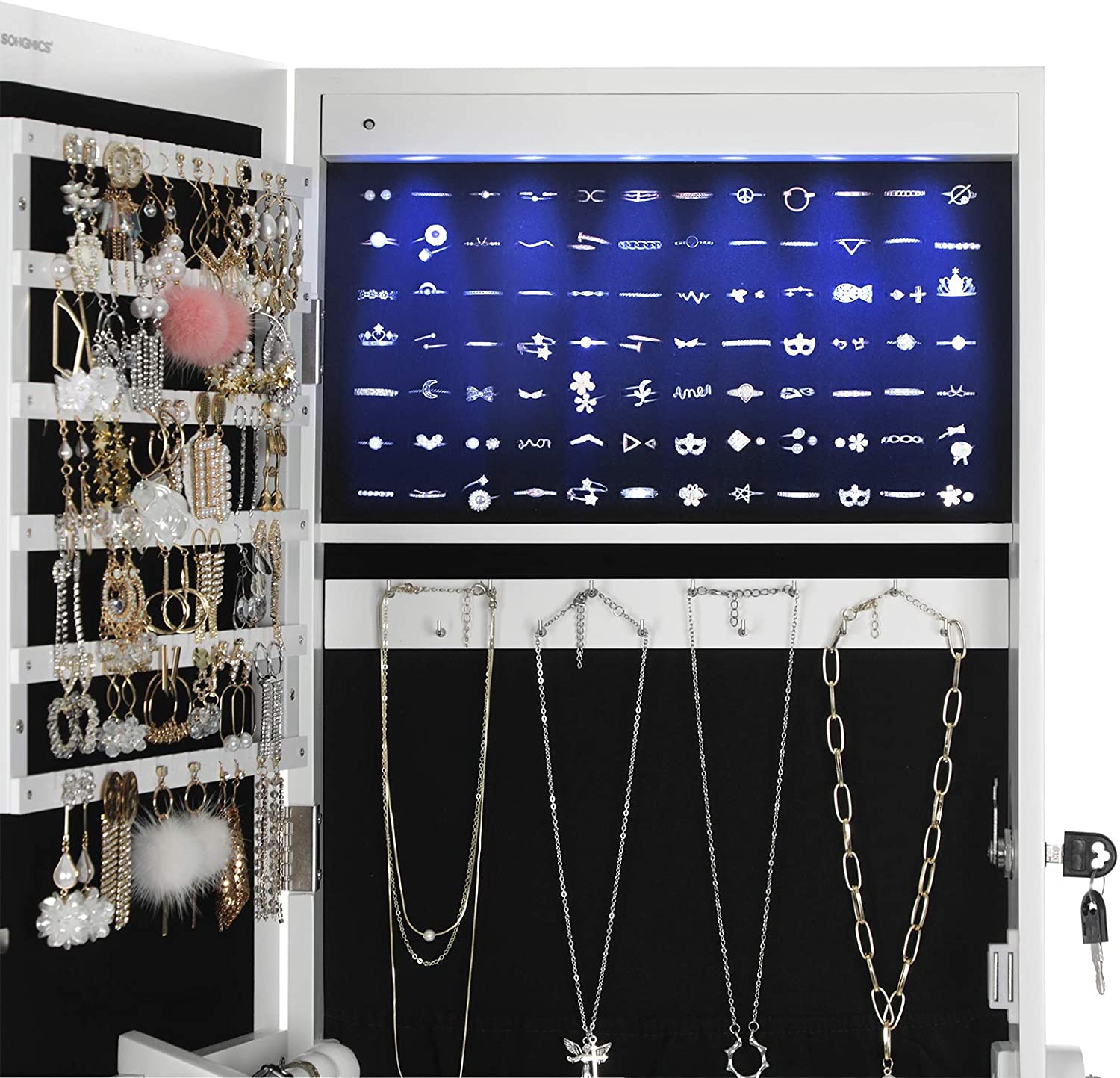 6 LEDs Jewelry Jewelry Armoire SONGMICS