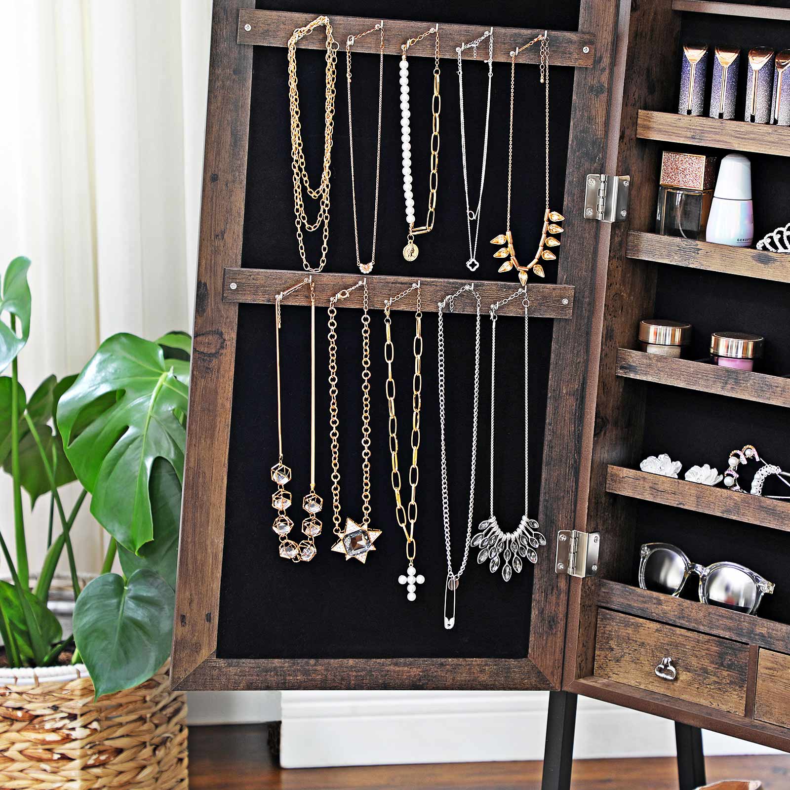 Industrial Mirror Jewelry Armoire SONGMICS