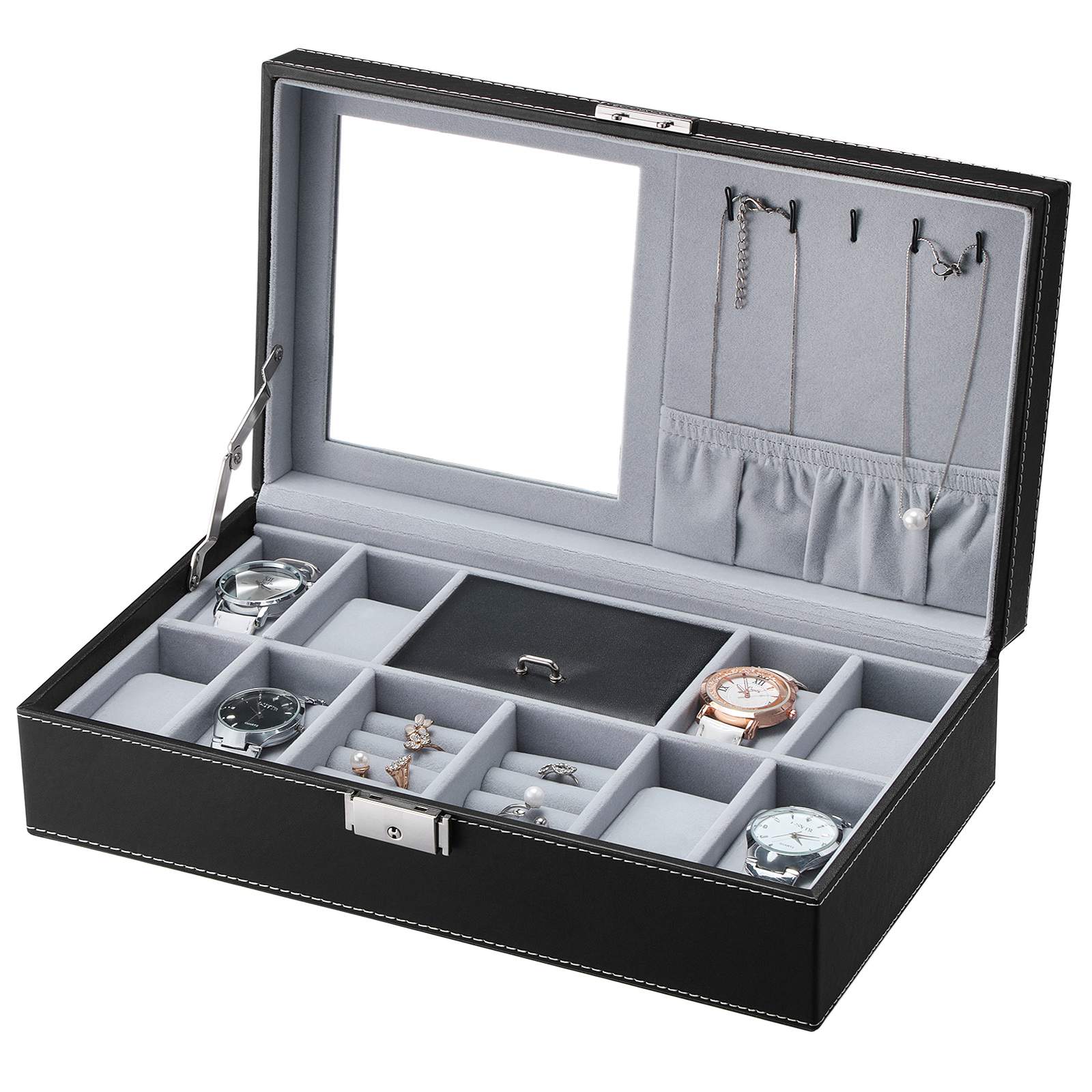 Black Lockable Watch Box - Watch Box | SONGMICS