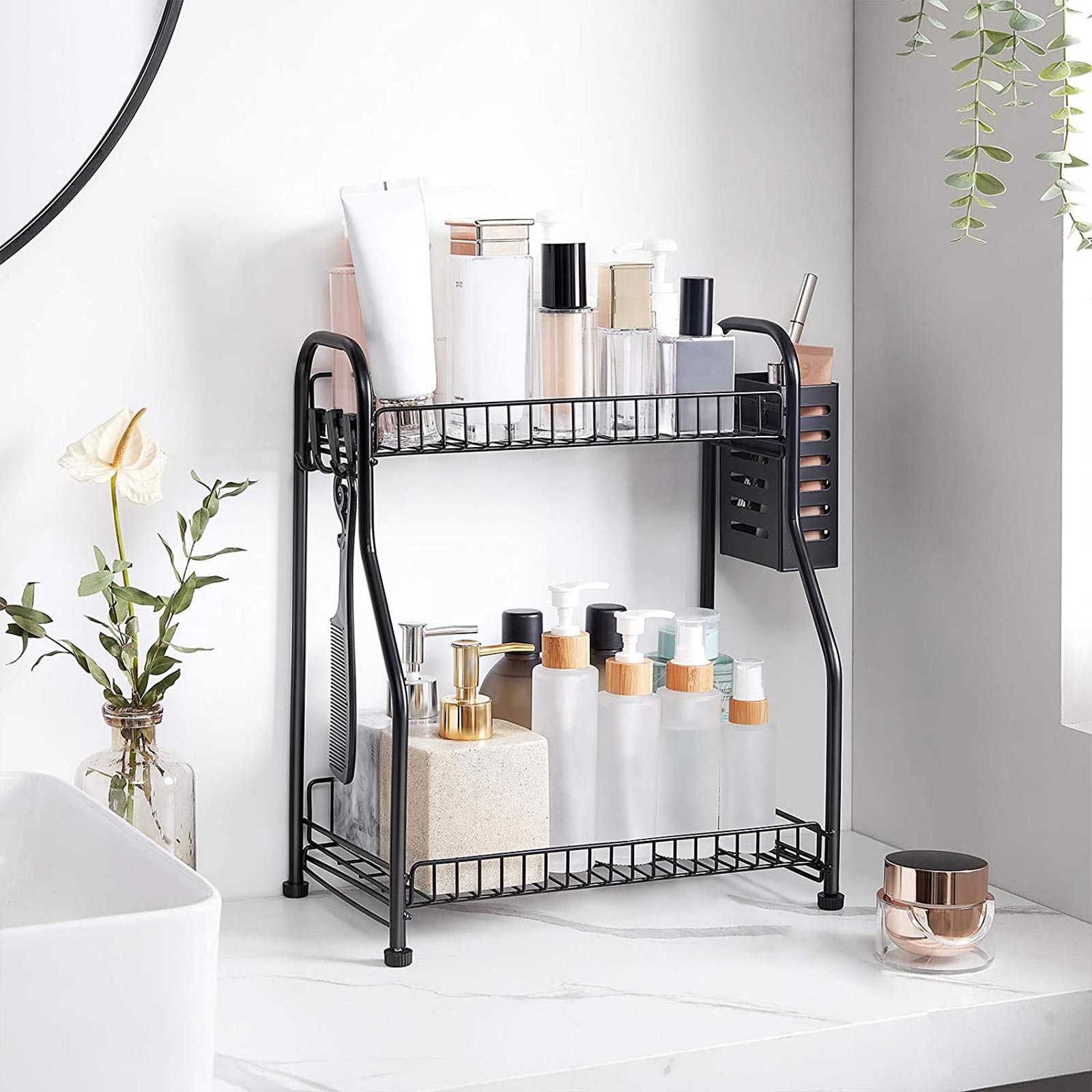 SONGMICS Spice Rack, 2-Tier Bathroom Organizer, Kitchen Counter Shelf ...