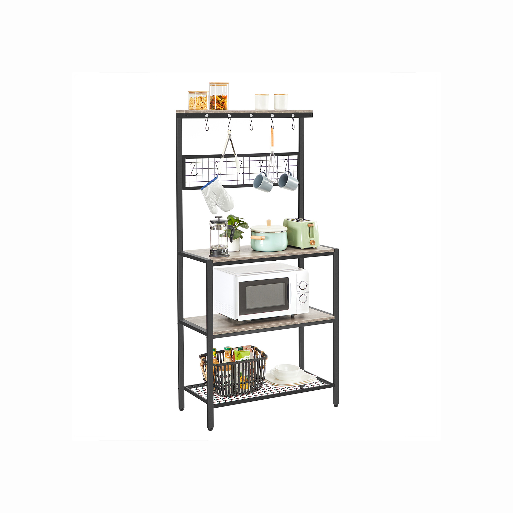 10 Hooks Bakers Rack VASAGLE