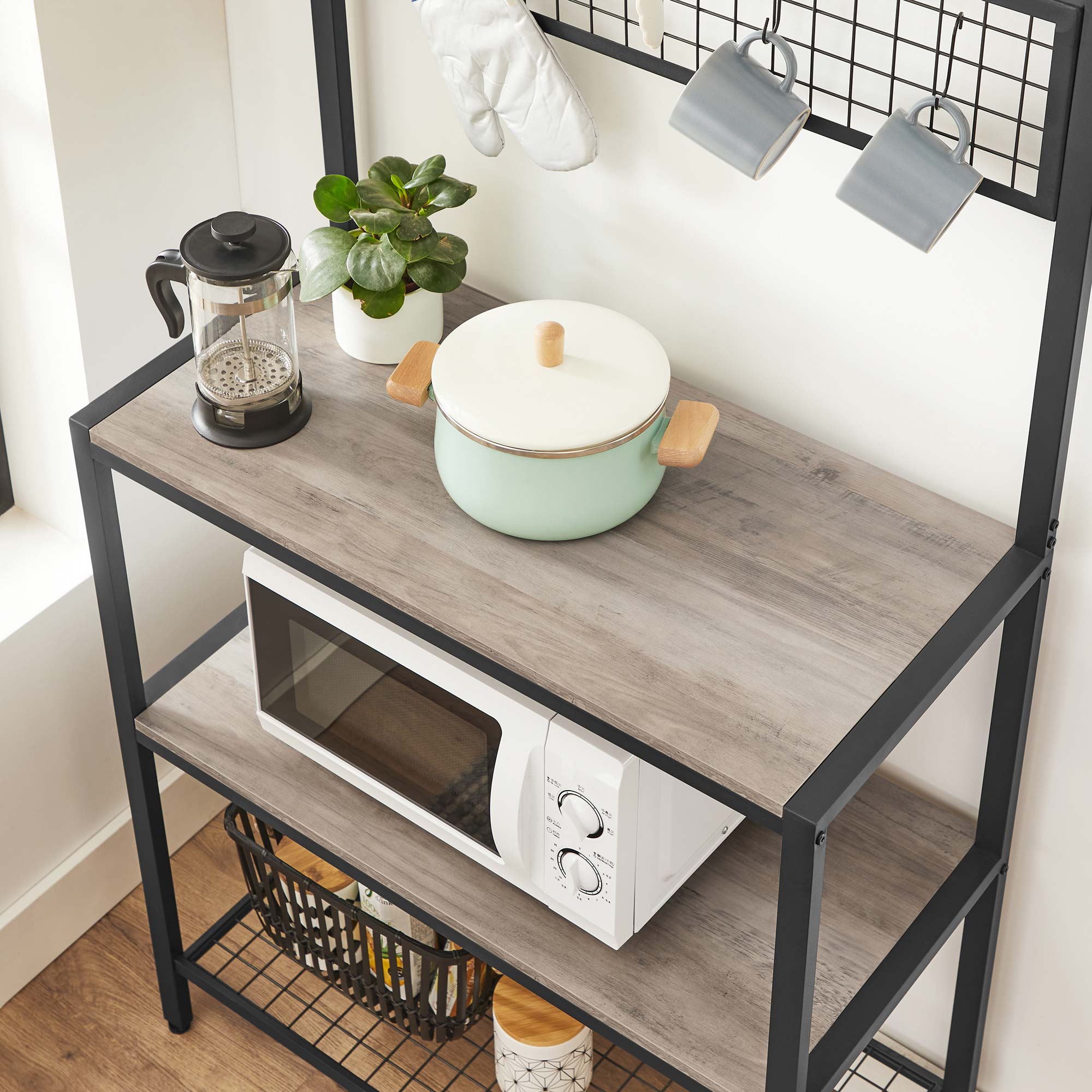 10 Hooks Bakers Rack VASAGLE