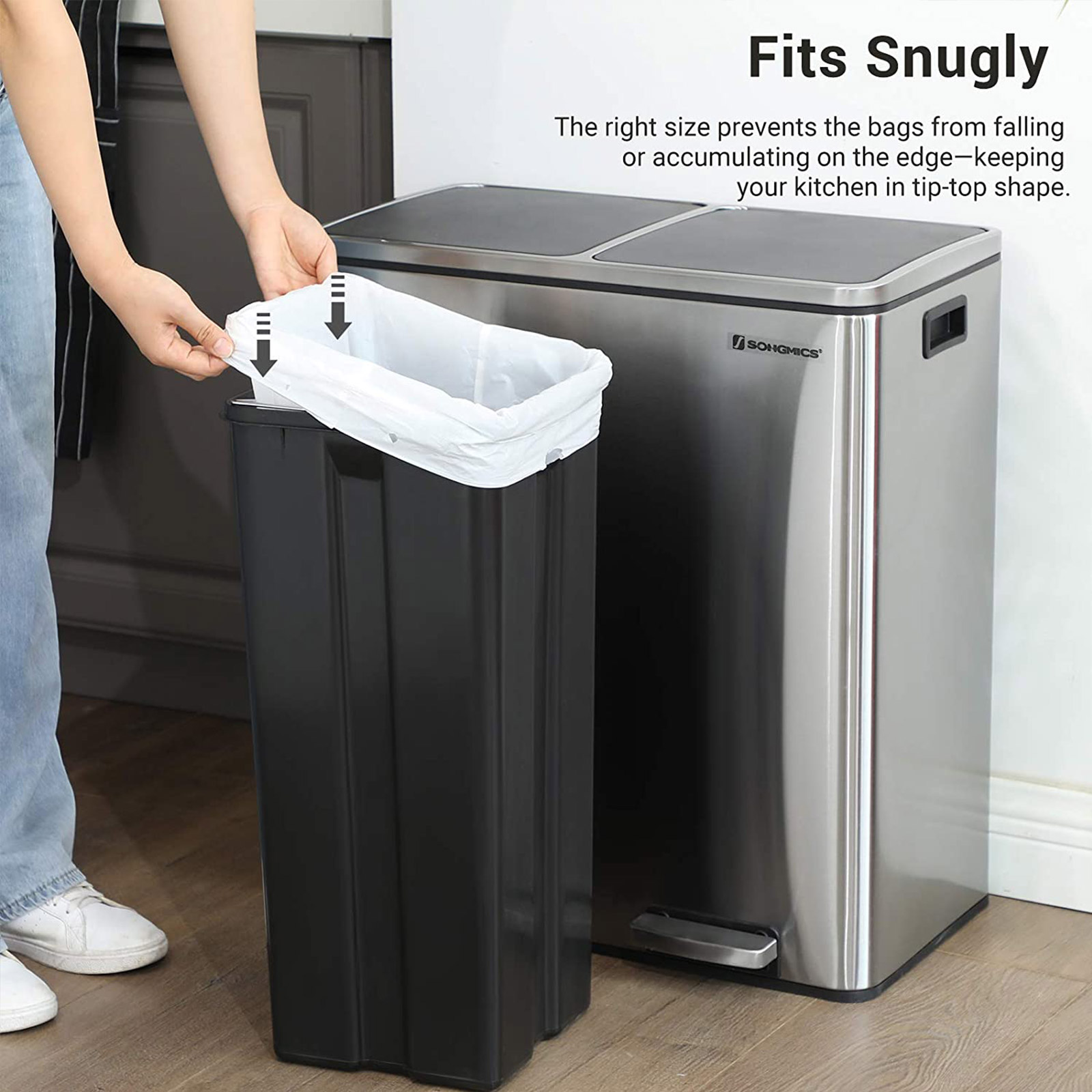 White Drawstring Trash Bags for Kitchen Home Storage & Organization