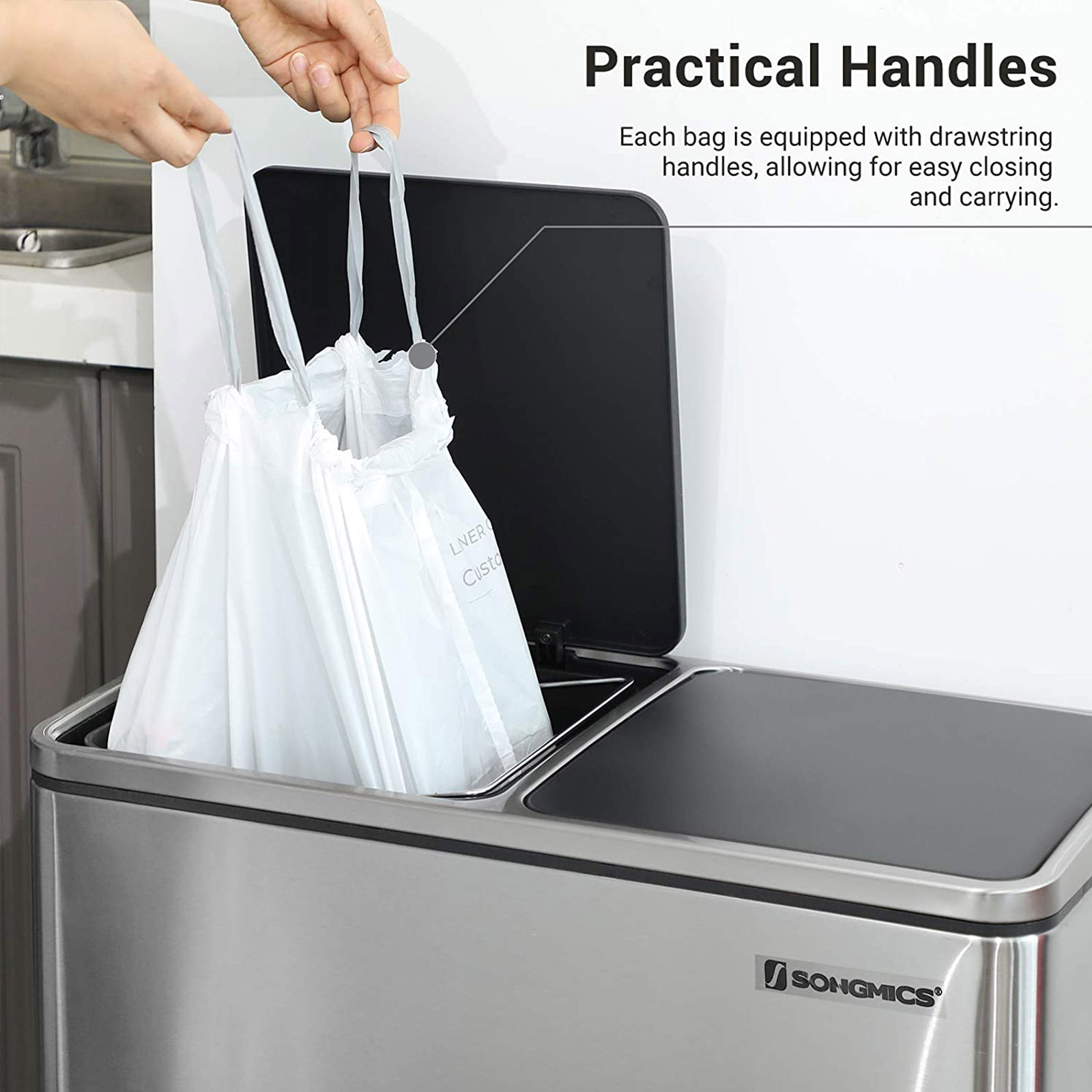 White Drawstring Trash Bags for Kitchen | Home Storage & Organization ...