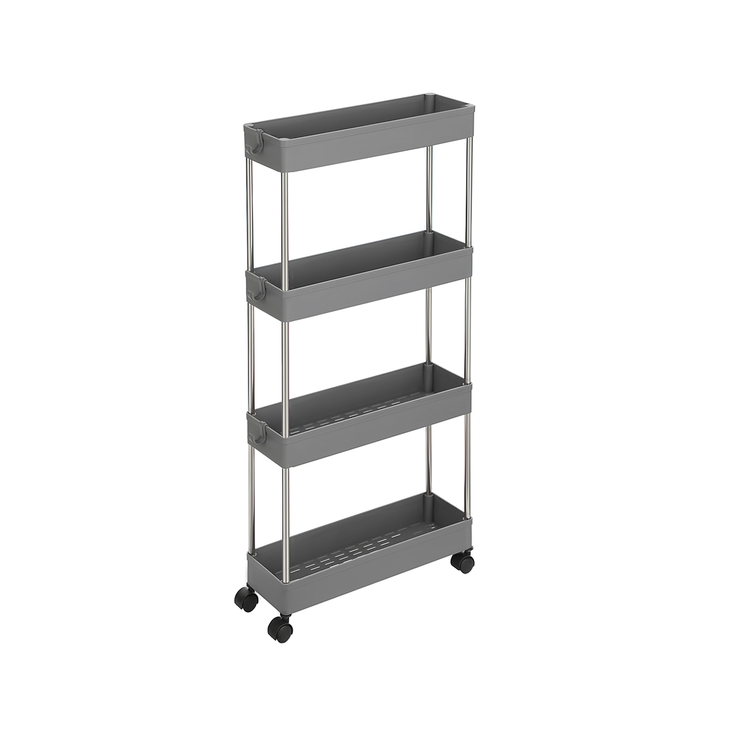 White LGR204W01 4-Tier Slide-Out Trolley Rolling Storage Rack on Wheels Tight Spaces Laundry Room Kitchen SONGMICS Slim Storage Cart 40 x 15 x 80 cm for Small 