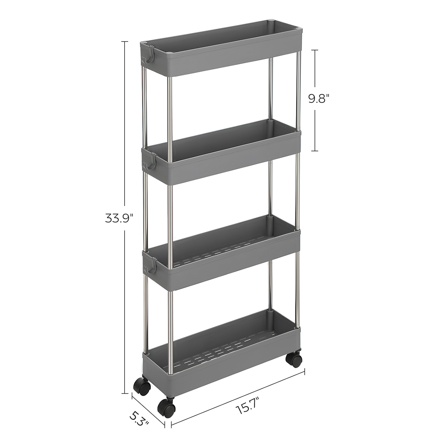 4Tier Slim Rolling Storage Cart Home Storage & Organization SONGMICS