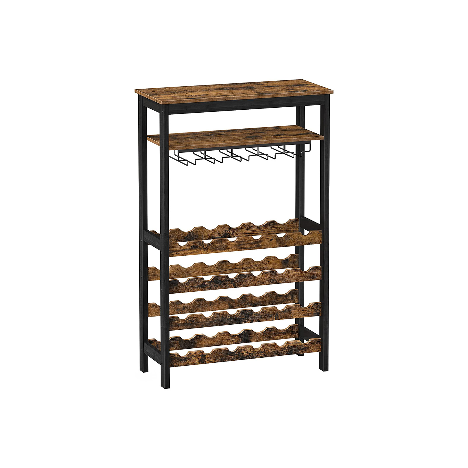 Industrial Brown Wine Rack with Glass Holder SONGMICS