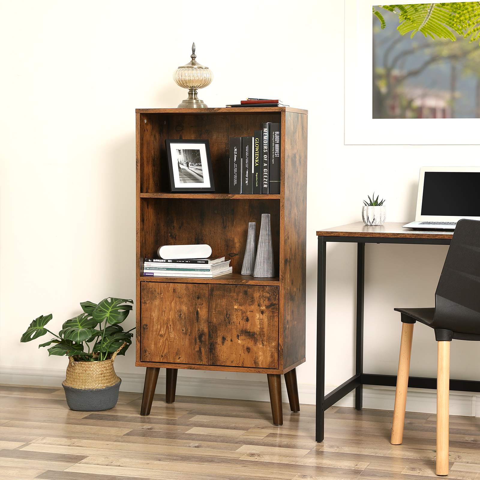 Retro Style Bookcase with Home Office VASAGLE by SONGMICS