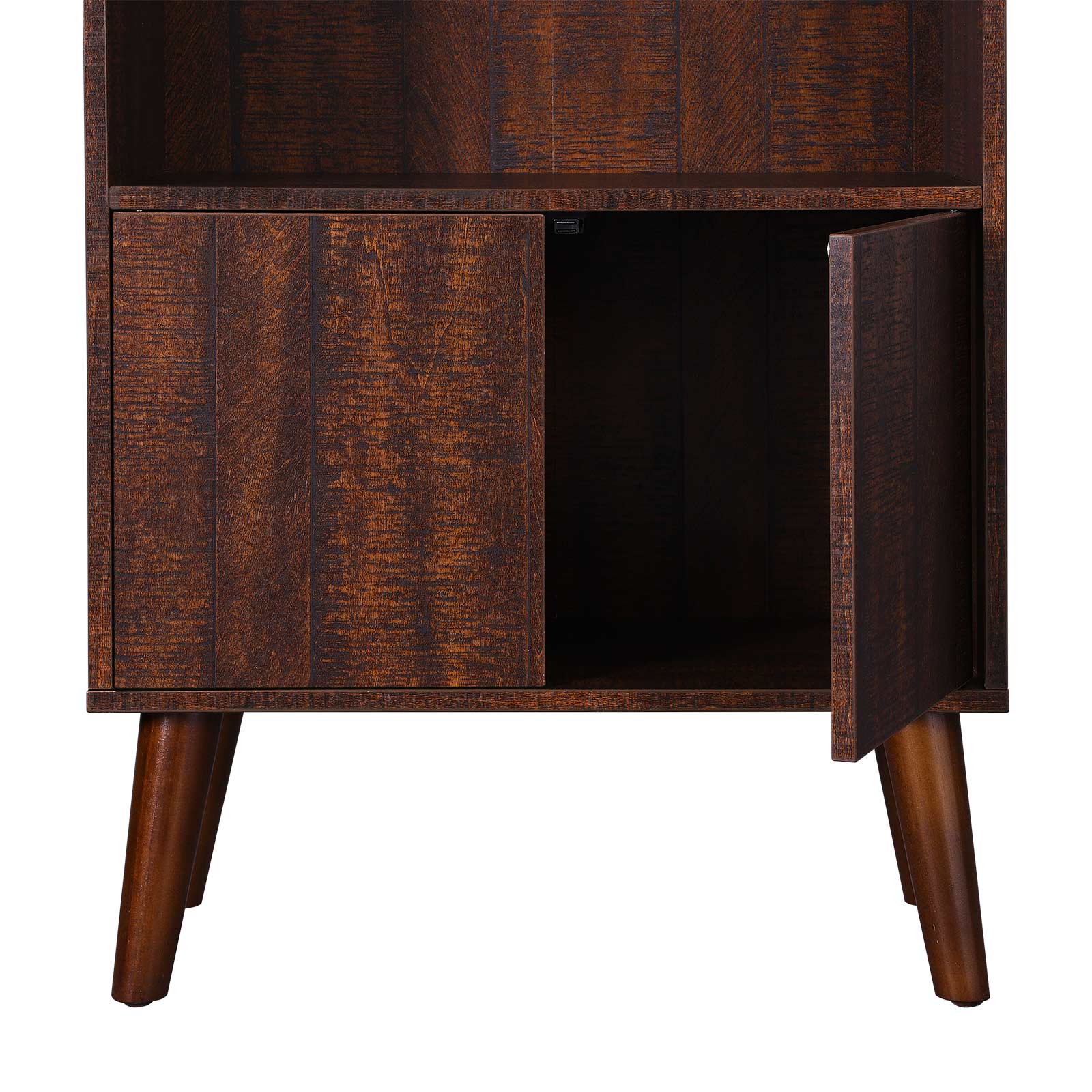 VASAGLE Bookcase, 2Tier Retro Bookshelf with Doors, Storage