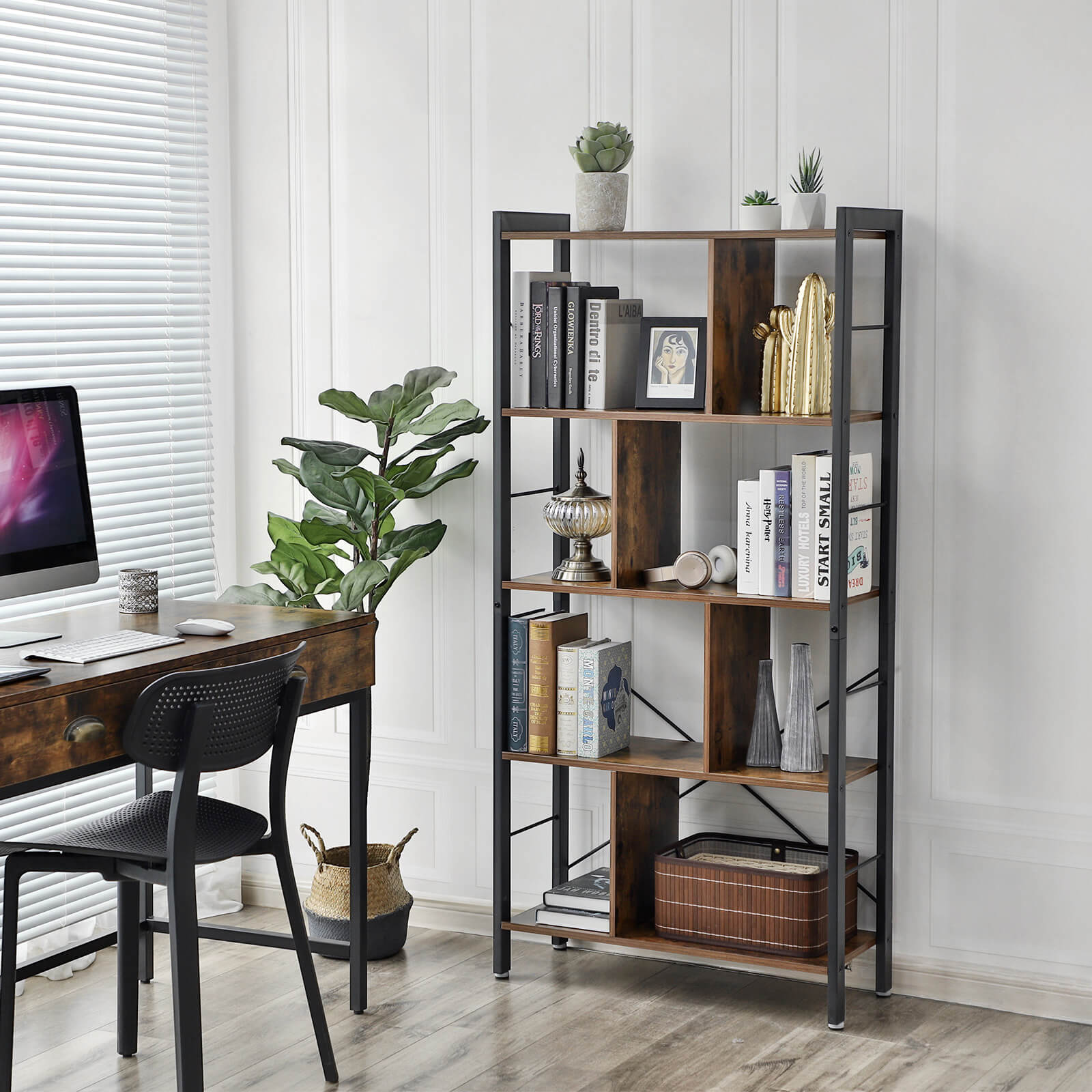 Industrial Style Bookshelf For Sale | Home Office Furniture | VASAGLE ...