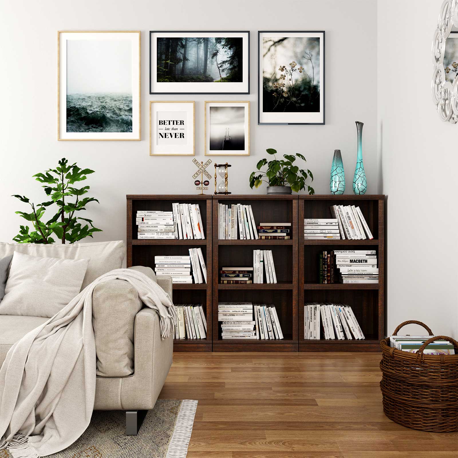 Adjustable Shelves Wooden Bookcase Bookcase VASAGLE by SONGMICS