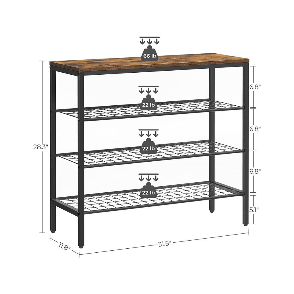 3 Grid Shelves Shoe Rack VASAGLE