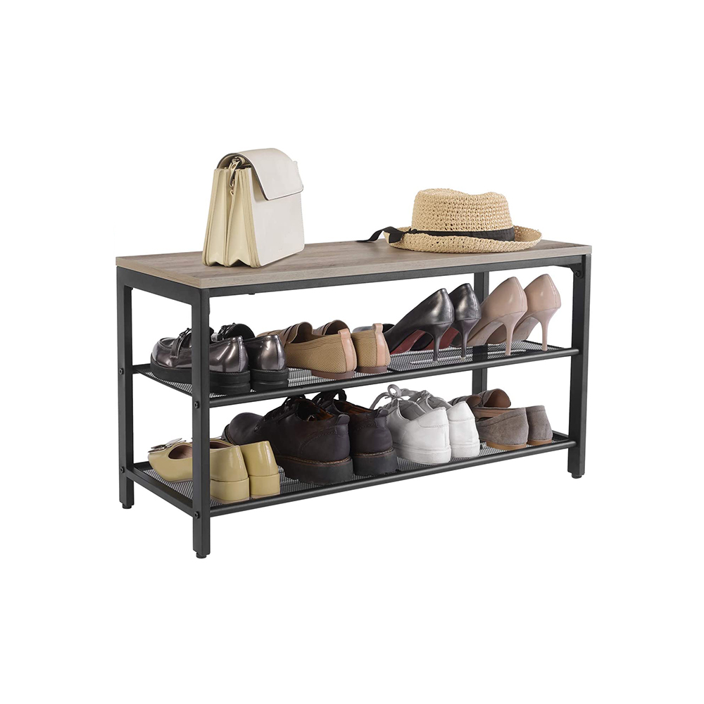 VASAGLE Shoe Bench, Shoe Rack with 2 Mesh Shelves, Shoe Storage
