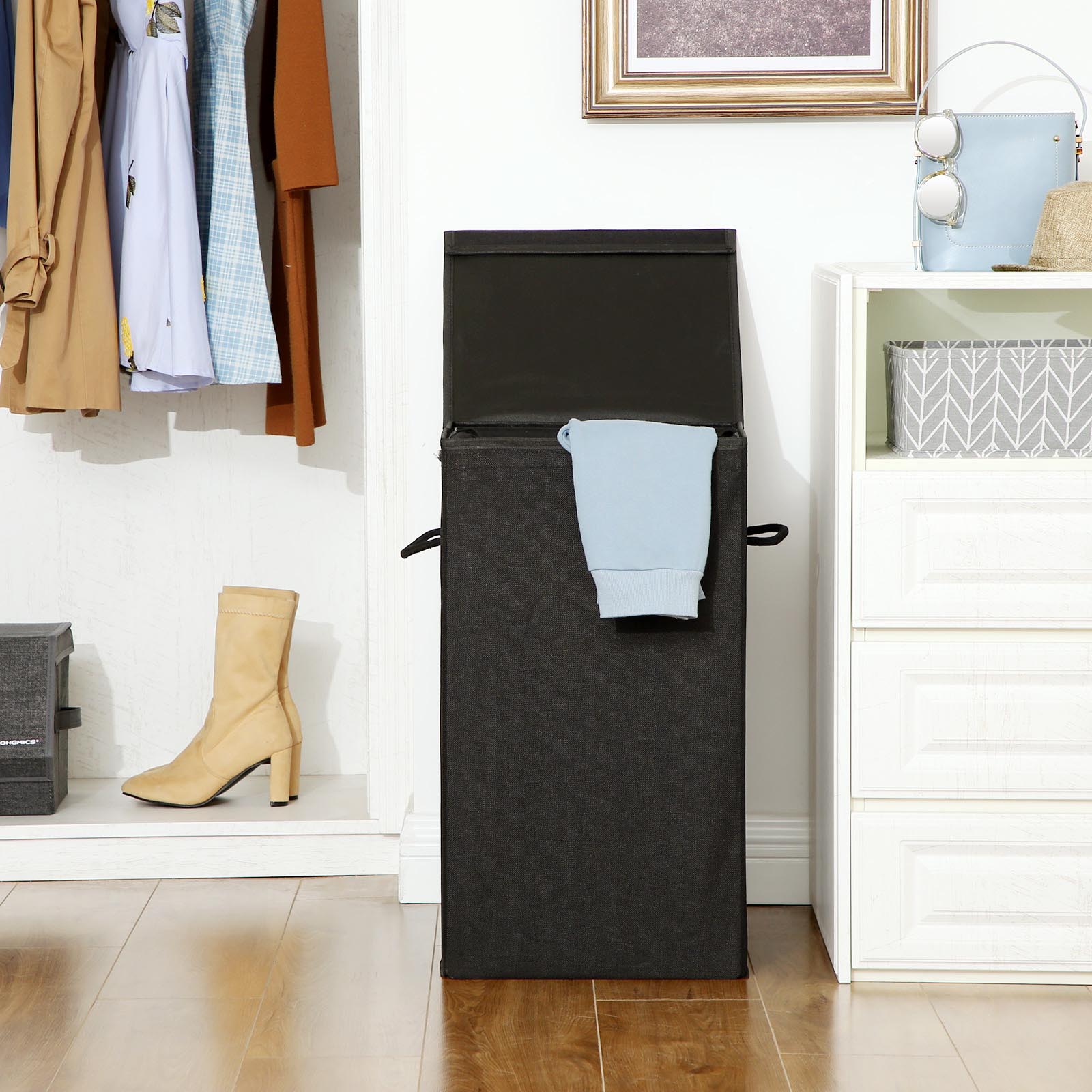 Black Fabric Laundry Hamper Laundry Basket SONGMICS