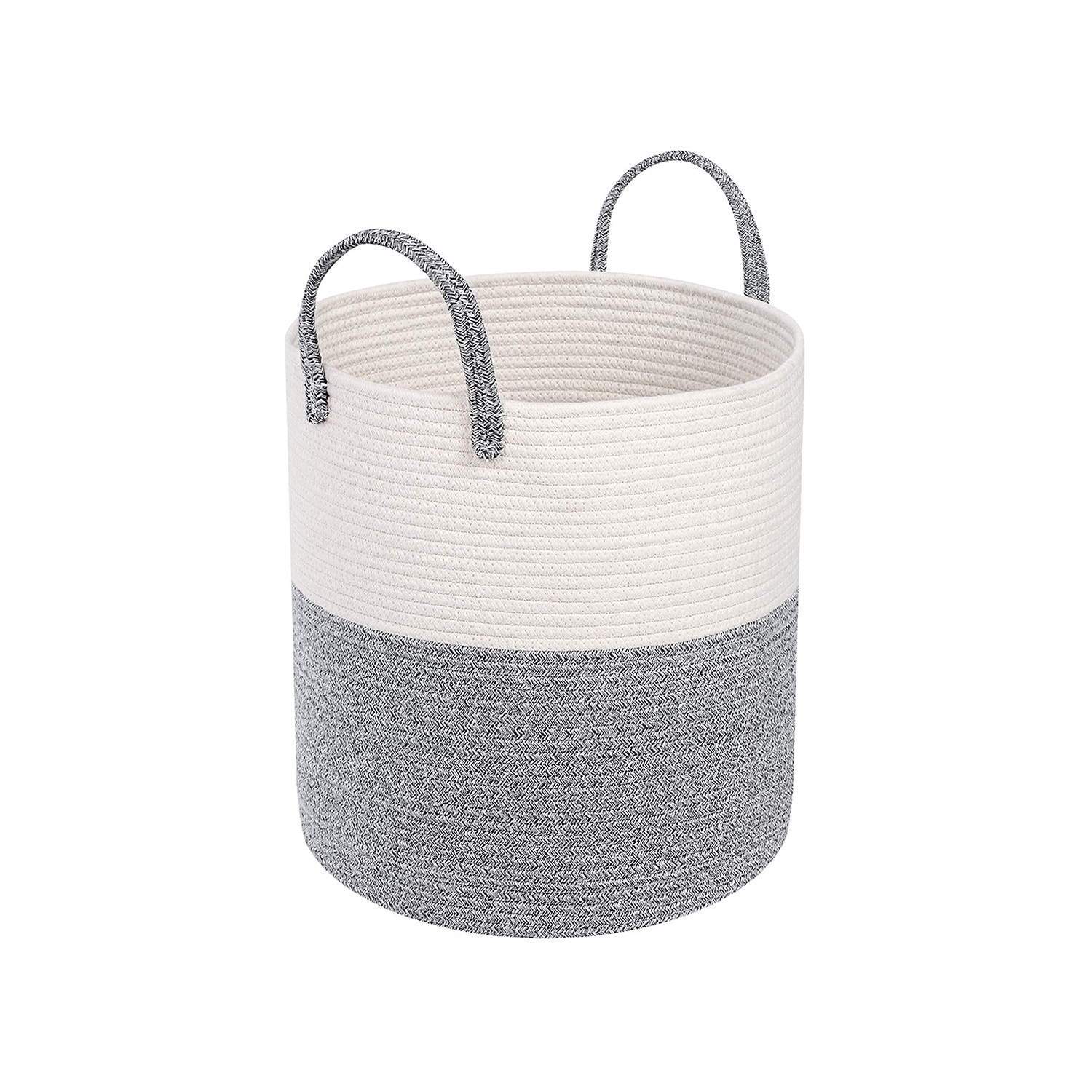 Woven Cotton Rope Basket Gray and Beige SONGMICS