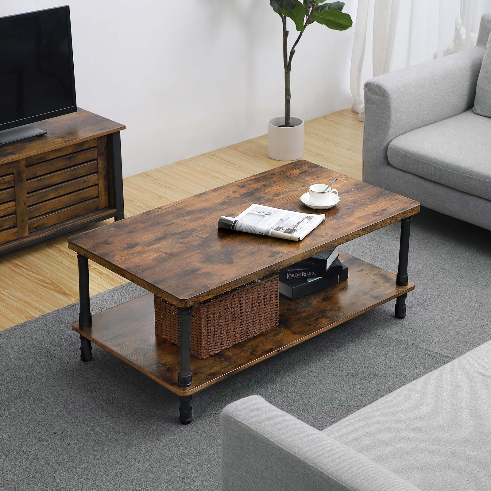 Industrial Coffee Table Coffee Table VASAGLE by SONGMICS