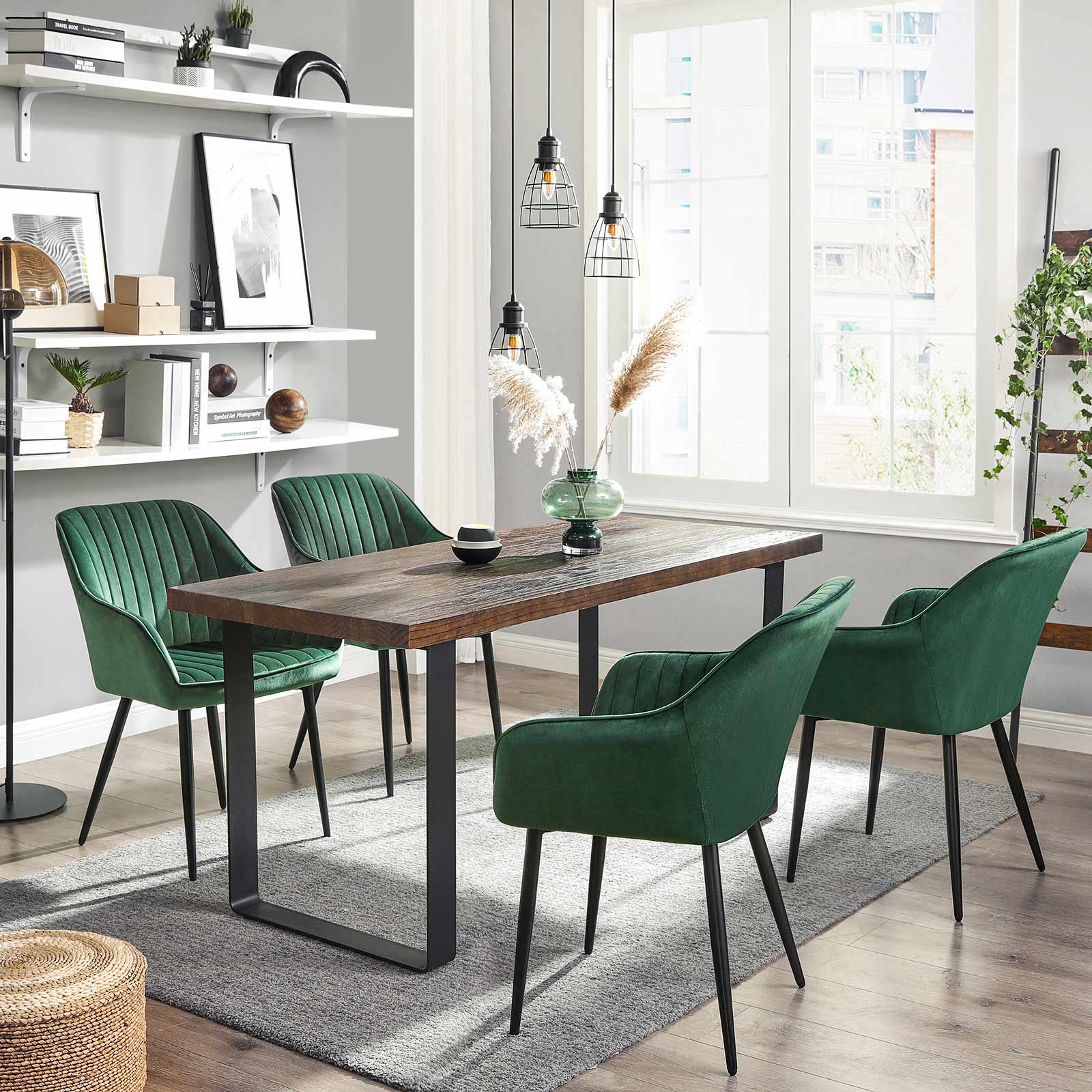 Green Dining Chair with Armrests for Sale | Home Furniture | SONGMICS