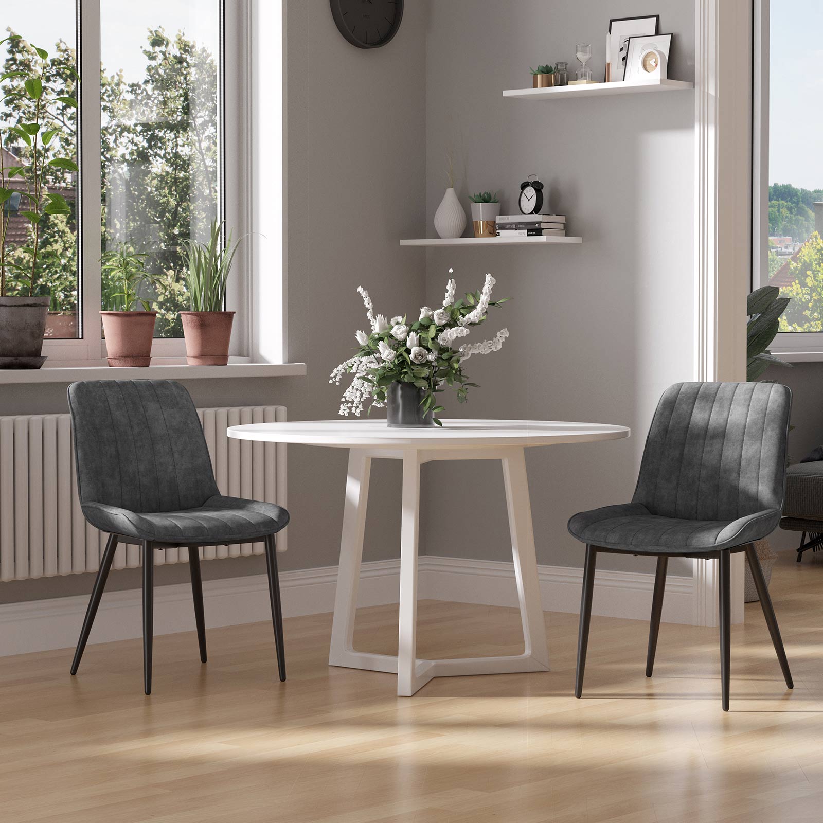 SONGMICS Set of 2 Dining Chairs with Backrest, Metal Legs, Comfortable ...