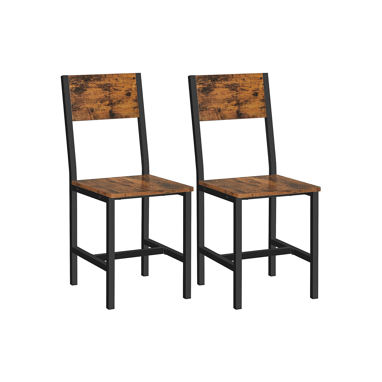 Set of 2 Industrial Brown Dining Chairs VASAGLE