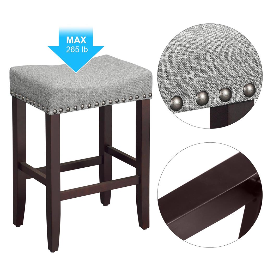 Set of 2 Gray Bar Counter Dining Stools Home Furniture SONGMICS