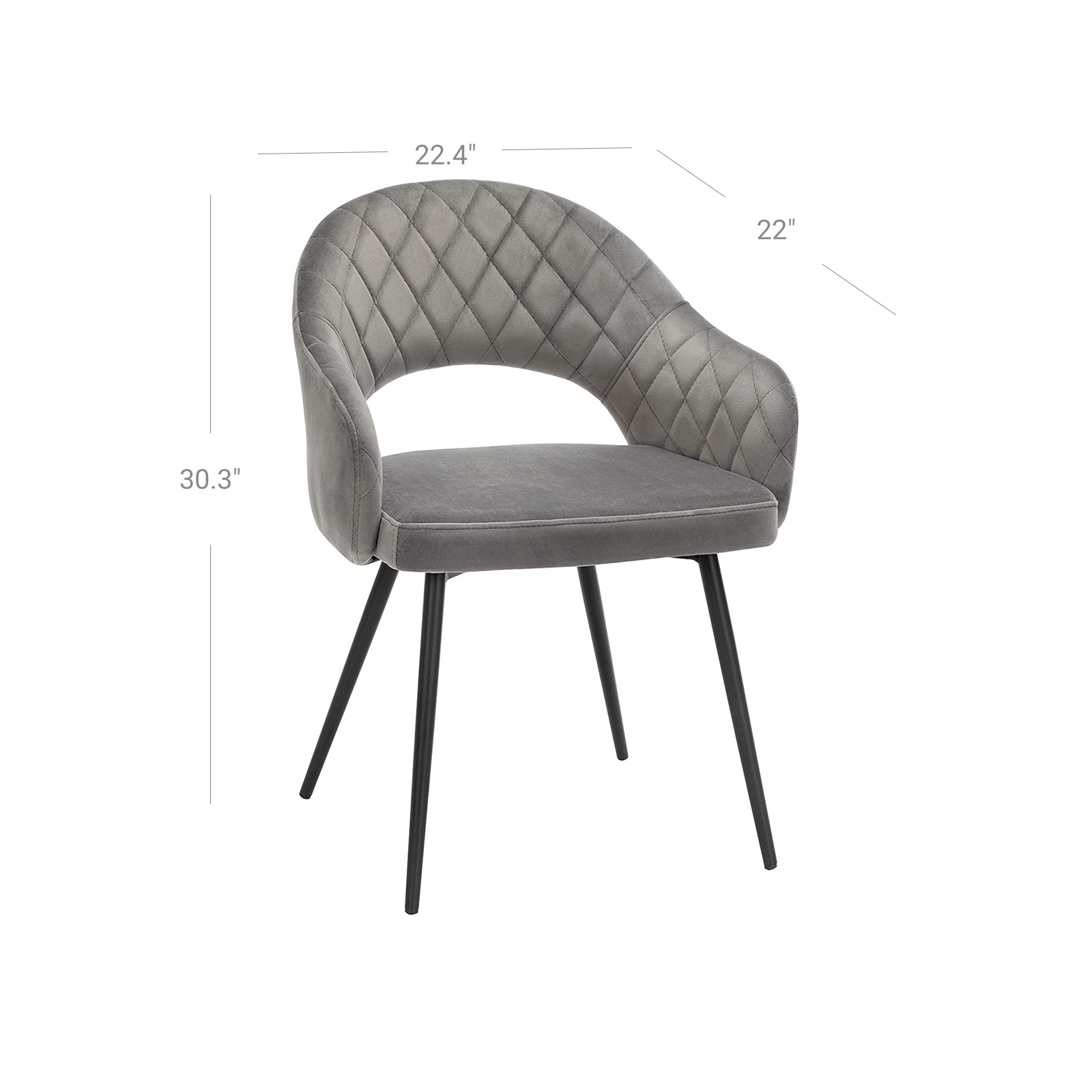 Velvet Dining Chair Gray SONGMICS