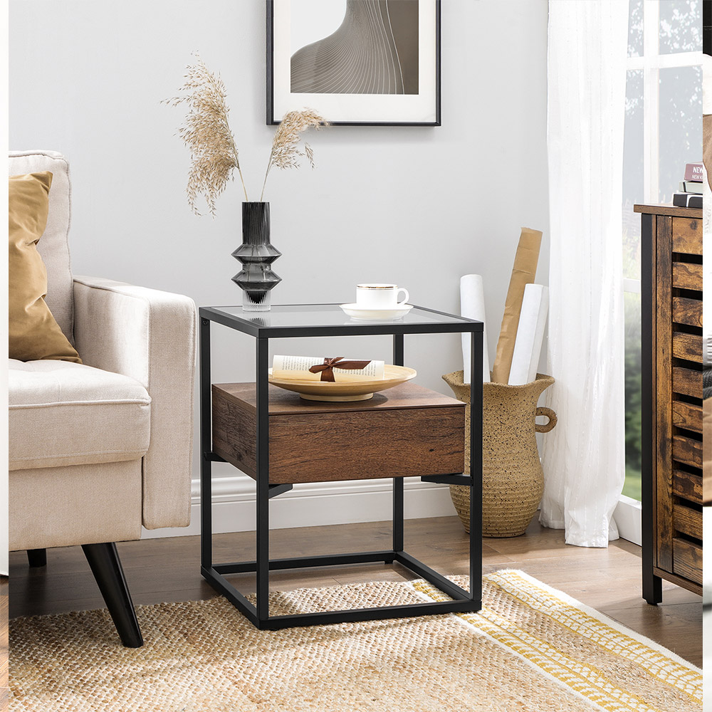 Side Table with Drawer and Shelf