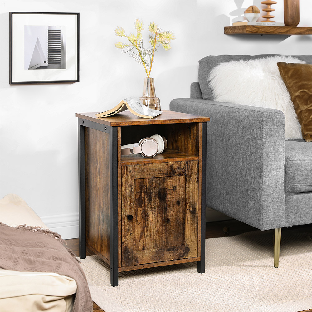 VASAGLE Nightstand with Storage, Bedside Table with Door, End Table