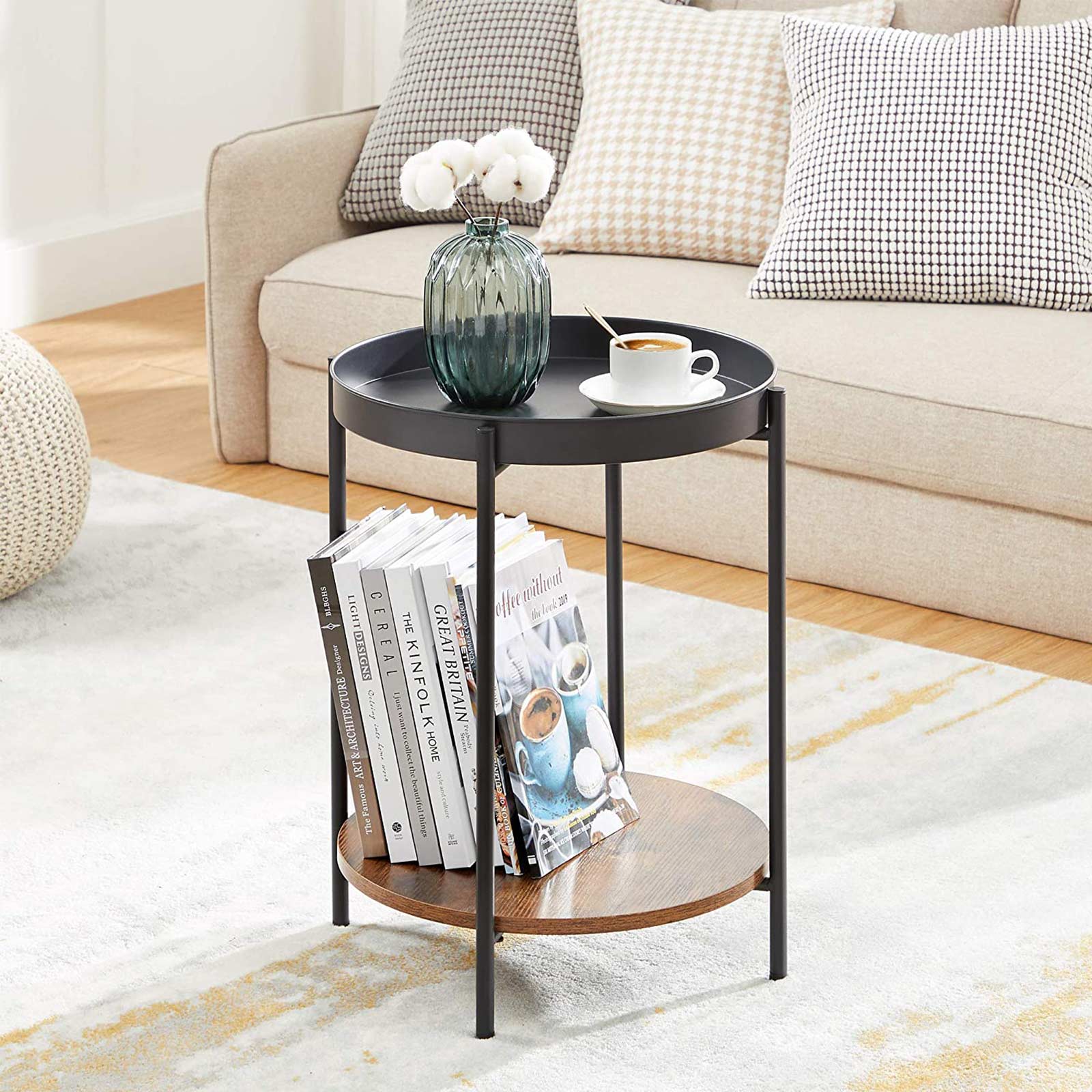 Round Side Table with Movable Tray for Sale | Home Furniture | VASAGLE ...