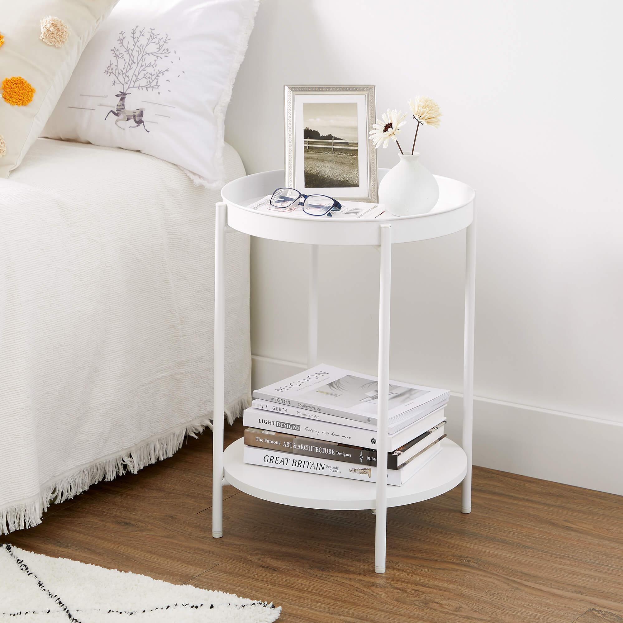 2Tier Round Side Table VASAGLE