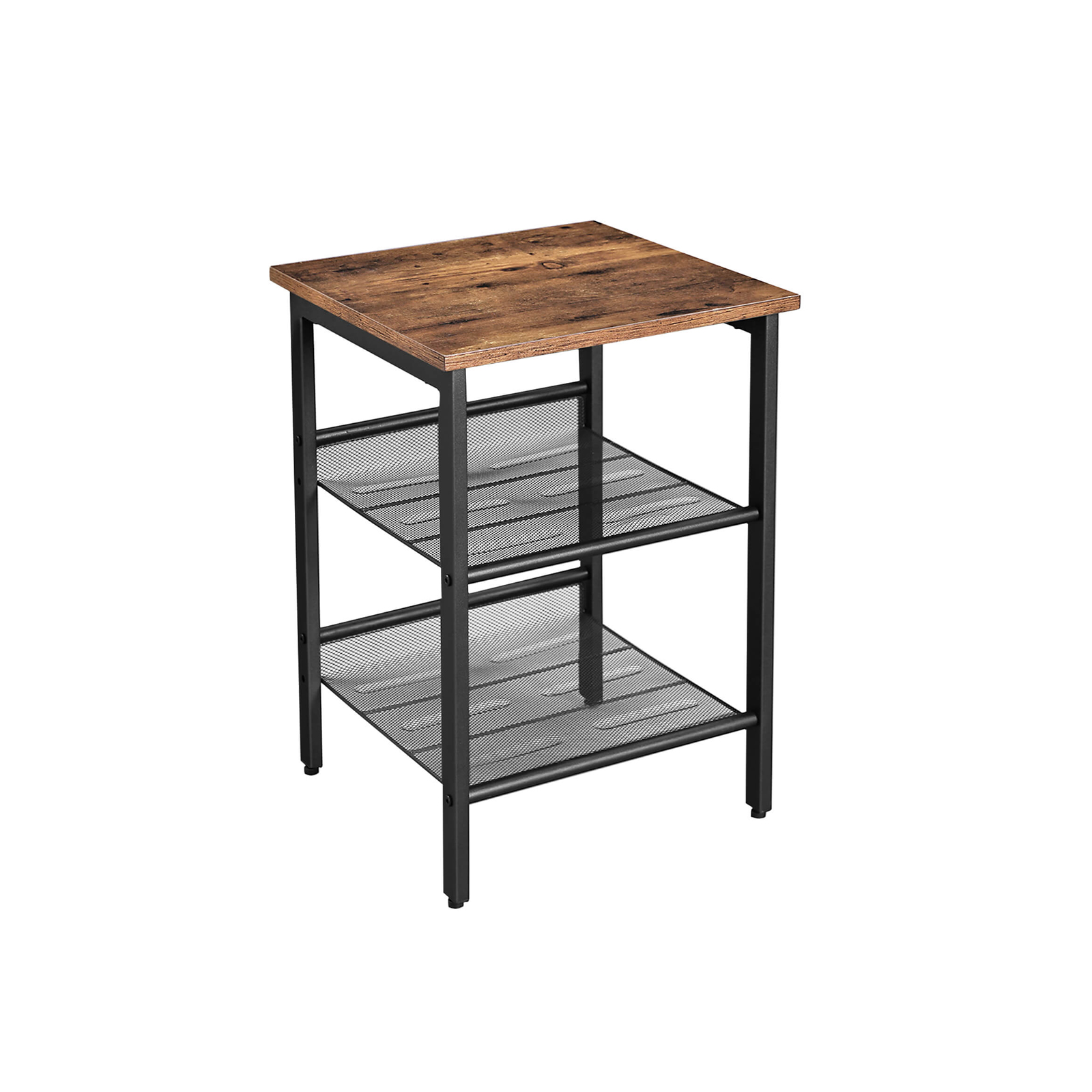 Industrial Side Table with 2 Adjustable Shelves Home Furniture
