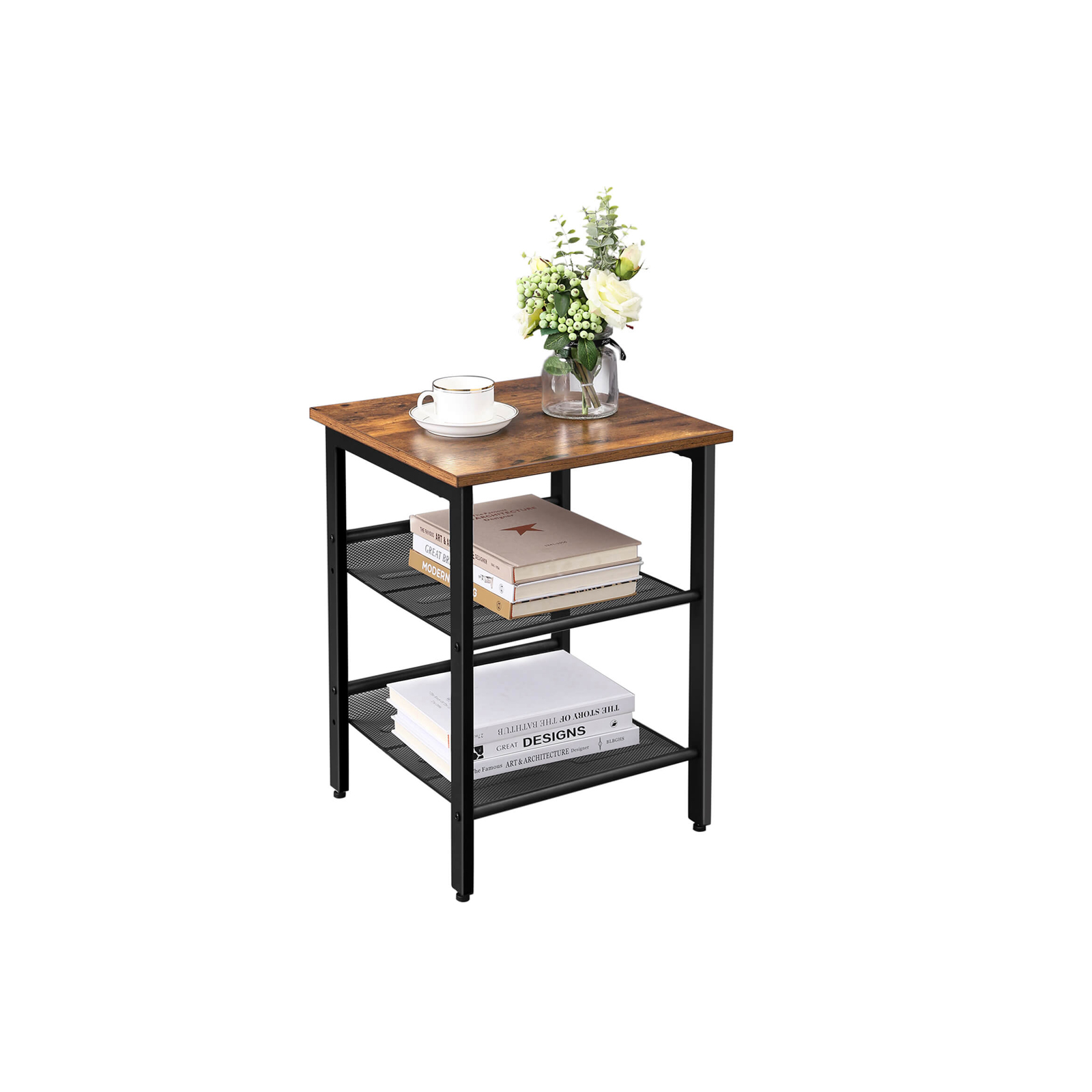 Industrial Side Table with 2 Adjustable Shelves Home Furniture VASAGLE by SONGMICS