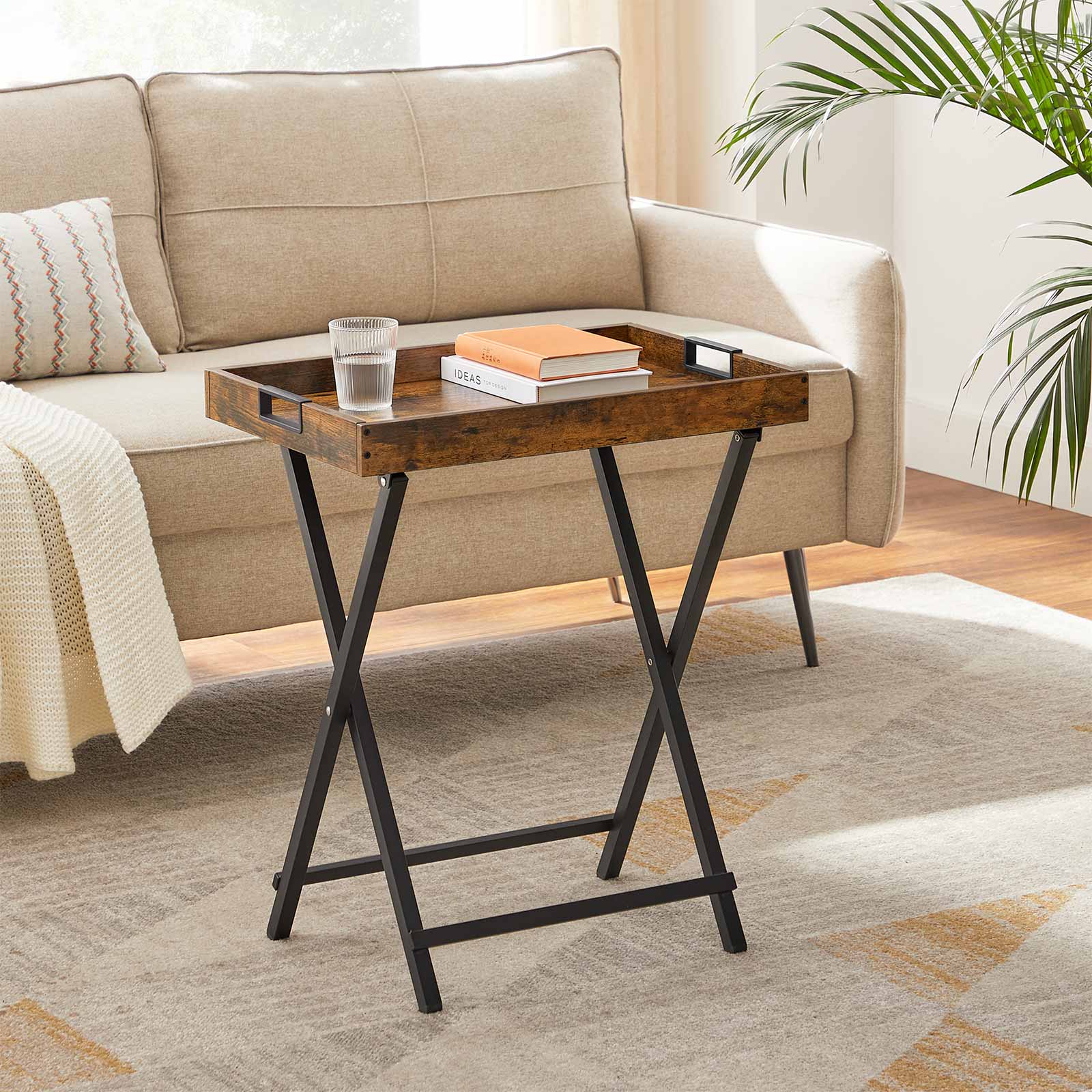 VASAGLE TV Tray Table, Folding Table, Side Table with Removable Serving