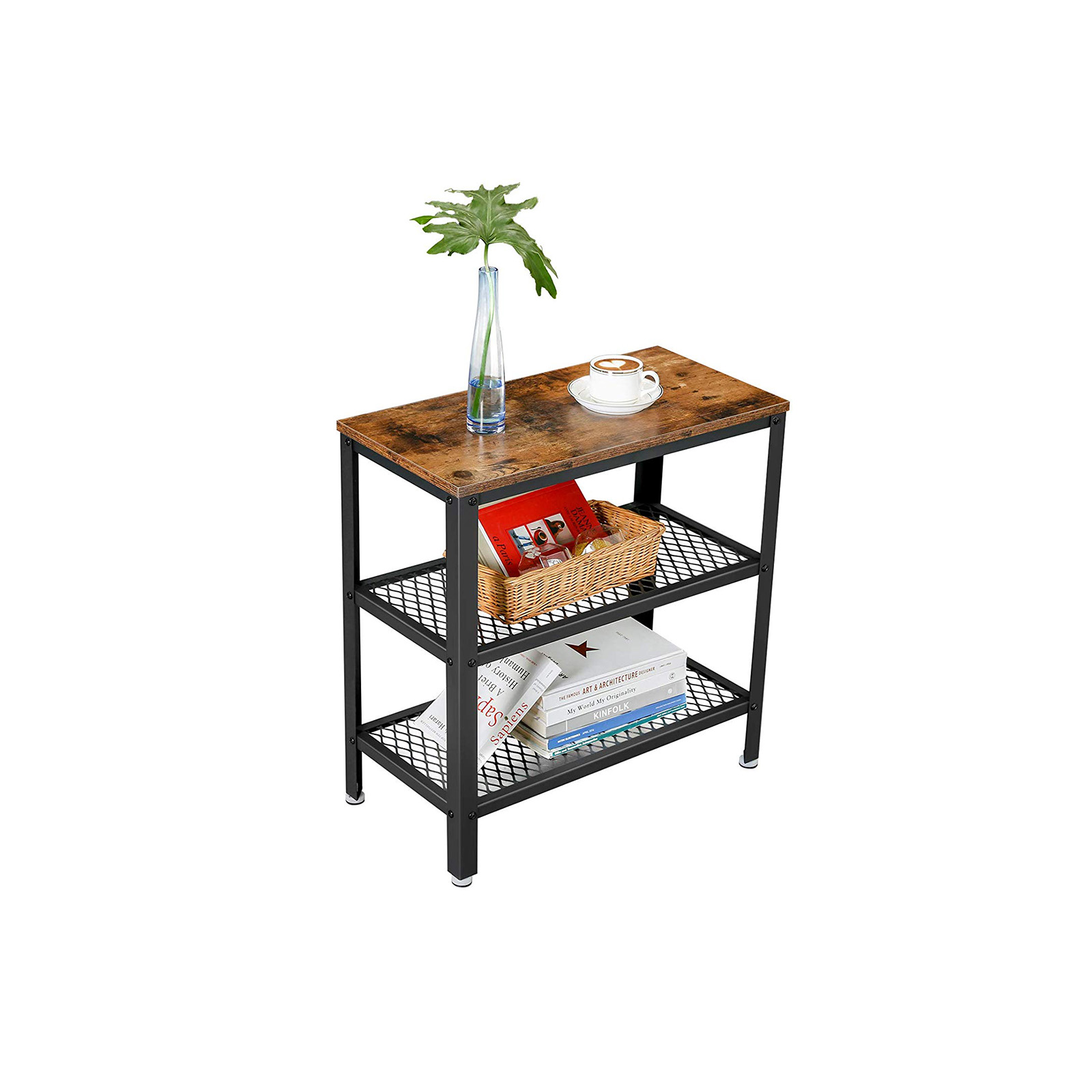 Industrial Side Table with 2 Shelves | Home Furniture | VASAGLE by SONGMICS
