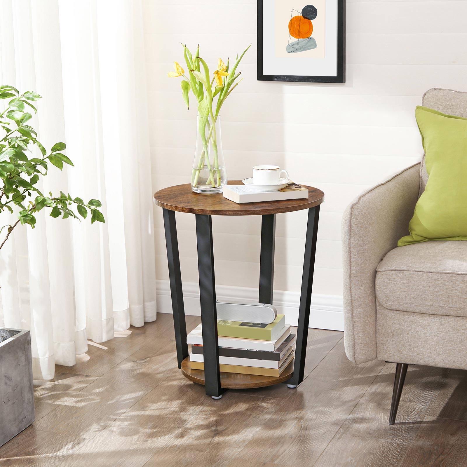 round sofa side table