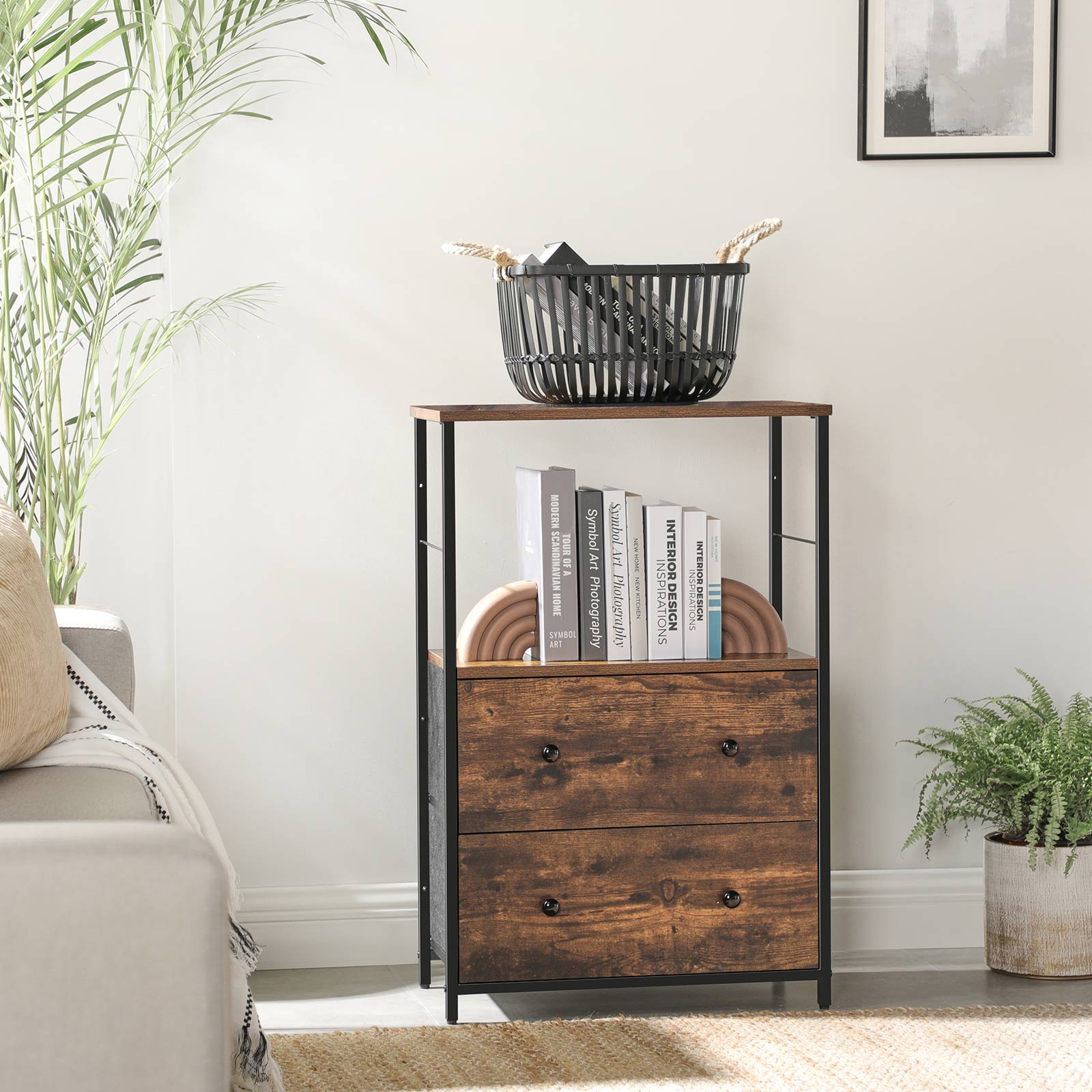 Nightstand with Fabric Drawers for Sale Home Furniture SONGMICS