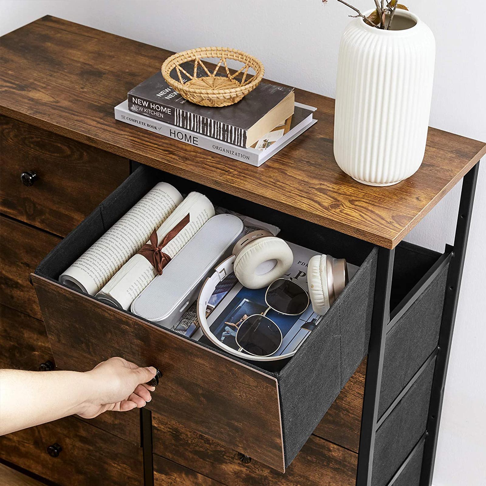 Industrial Dresser with Fabric Drawers | Home Storage & Organization ...