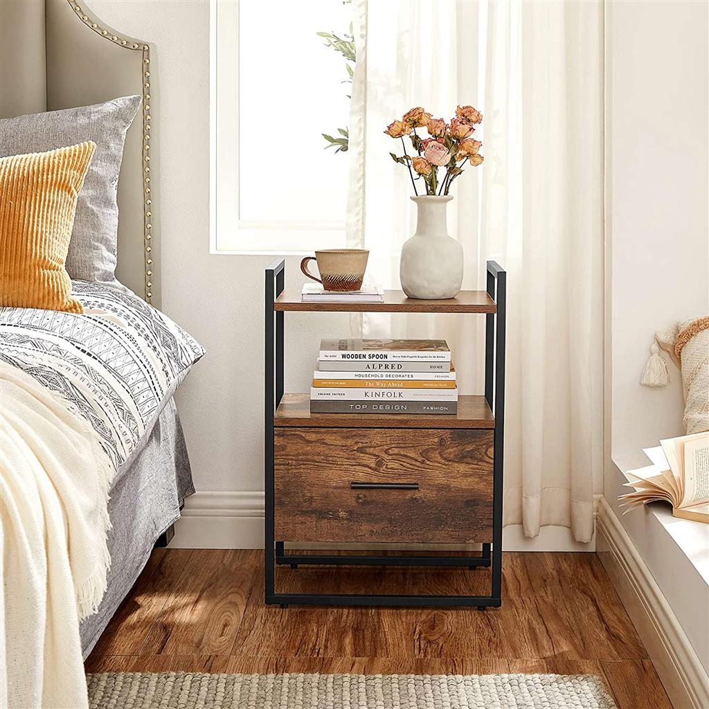 Nightstand with Fabric Drawer VASAGLE